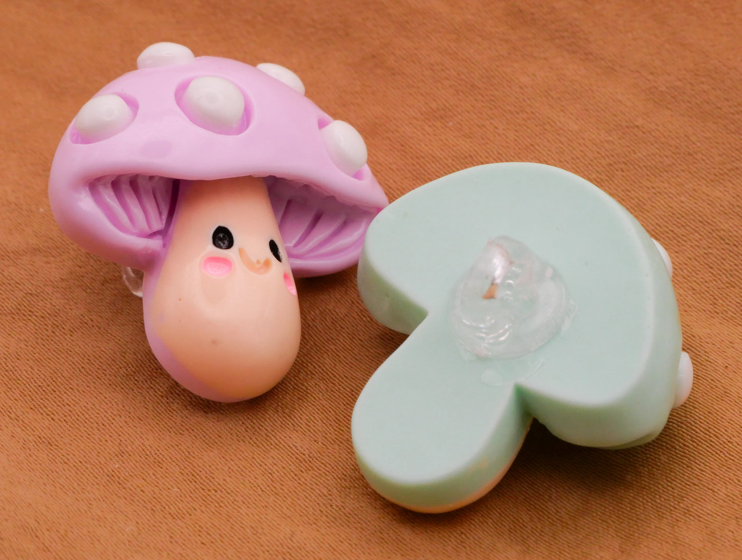 Mushroom Smiling Pastel Color Plastic Assorted Set of Four Buttons 25mm