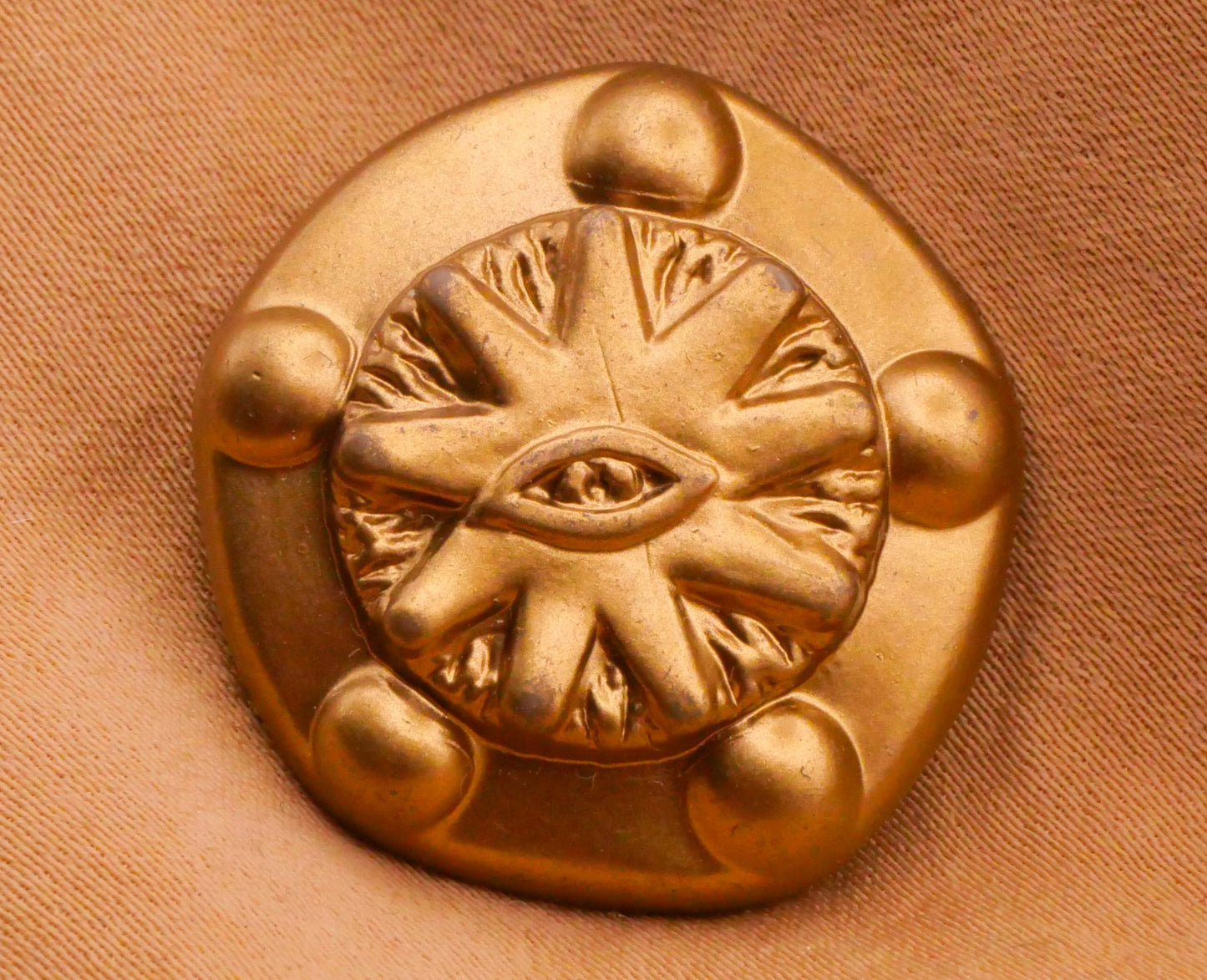 Evil Eye Sun Celestial Gold Plastic Button 25mm