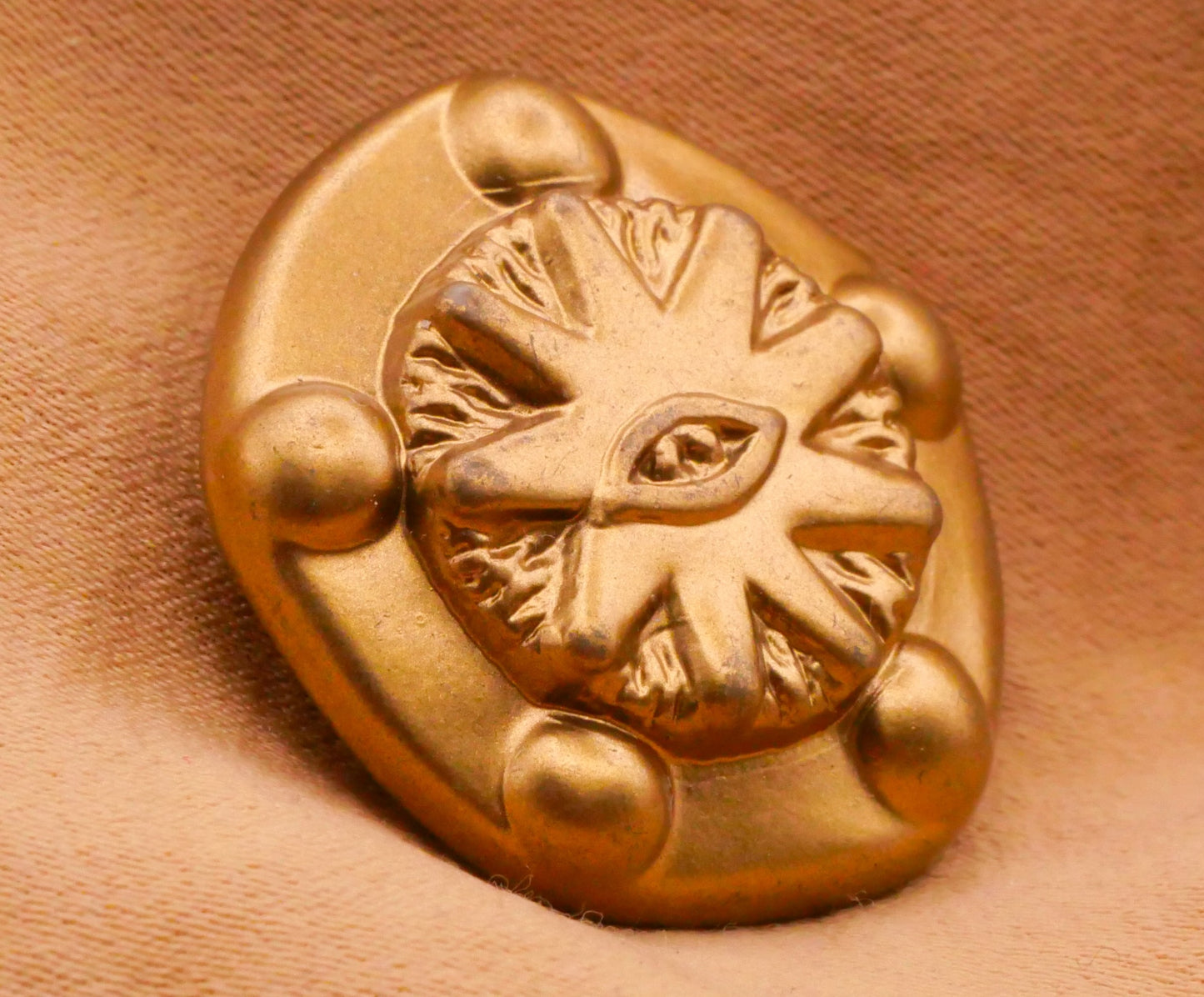 Evil Eye Sun Celestial Gold Plastic Button 25mm