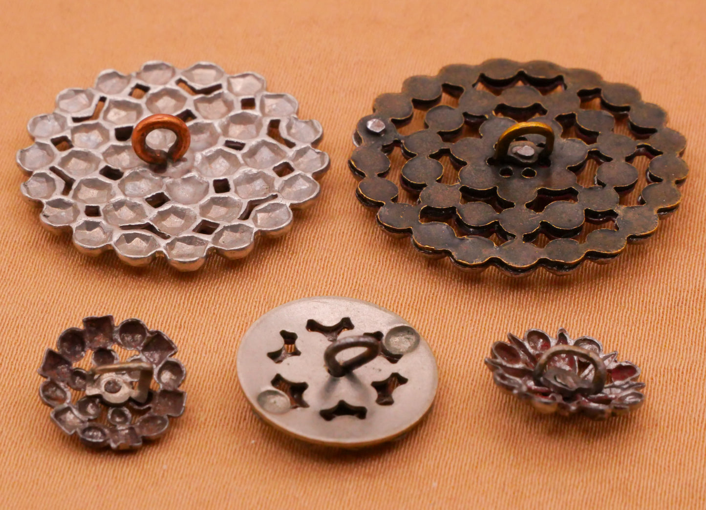 Steel Cut Antique Metal Button Various 11-26m