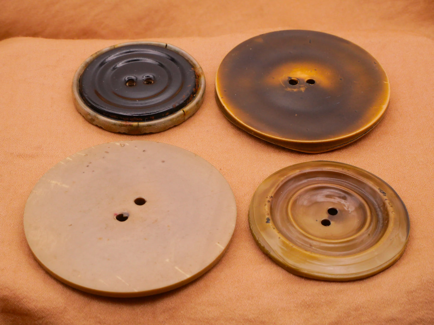 Sun Array Carved Look Large Celluloid Early Plastic Button Various 37-49mm