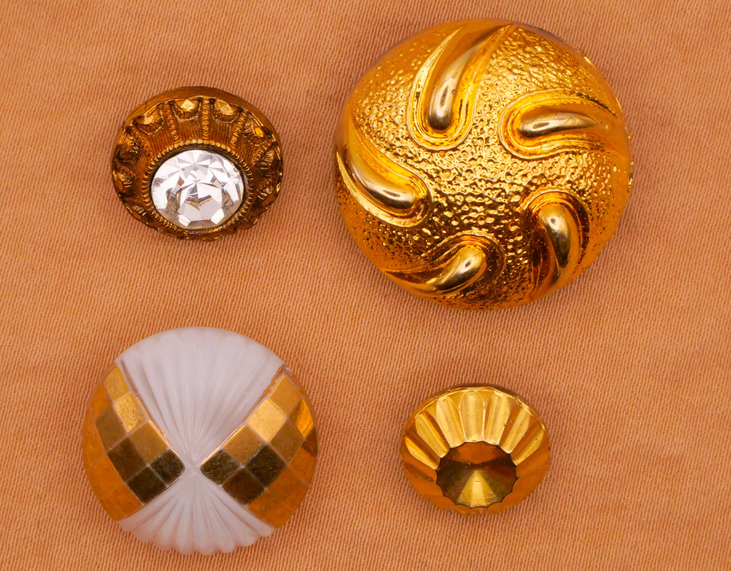 Gold Swirl Sunburst Vintage Glass Button Various 11-23mm