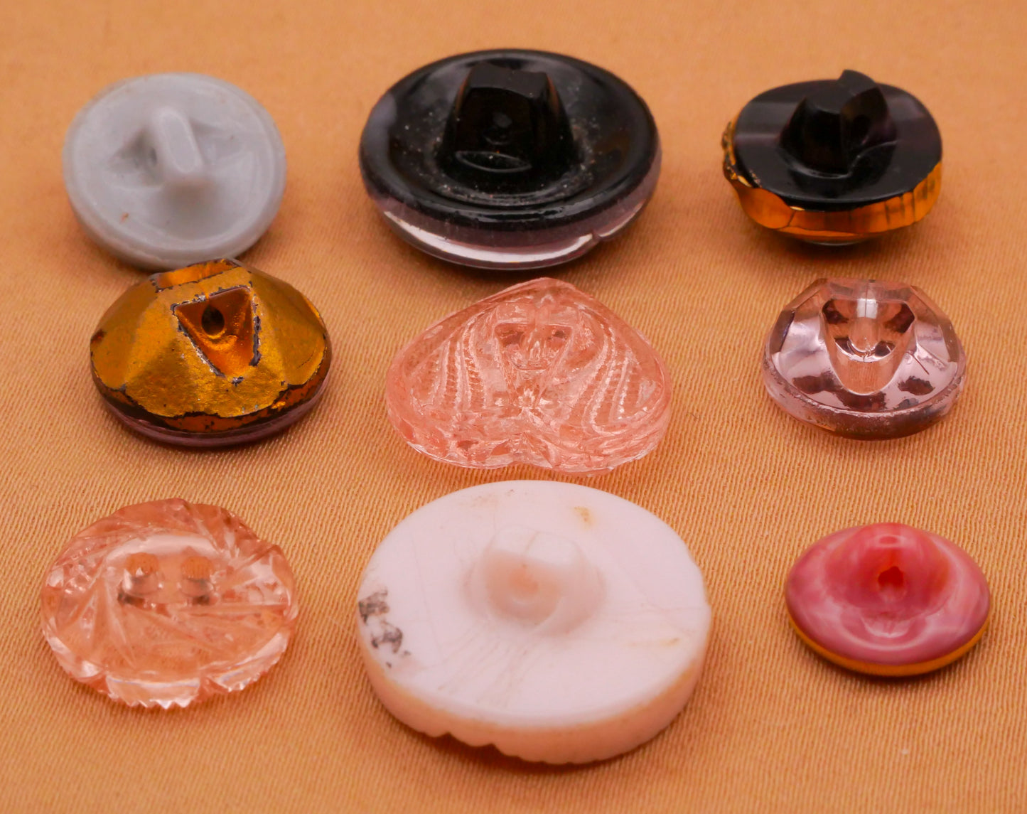 Pink Purple Lavender Vintage Glass Button Various 11-19mm
