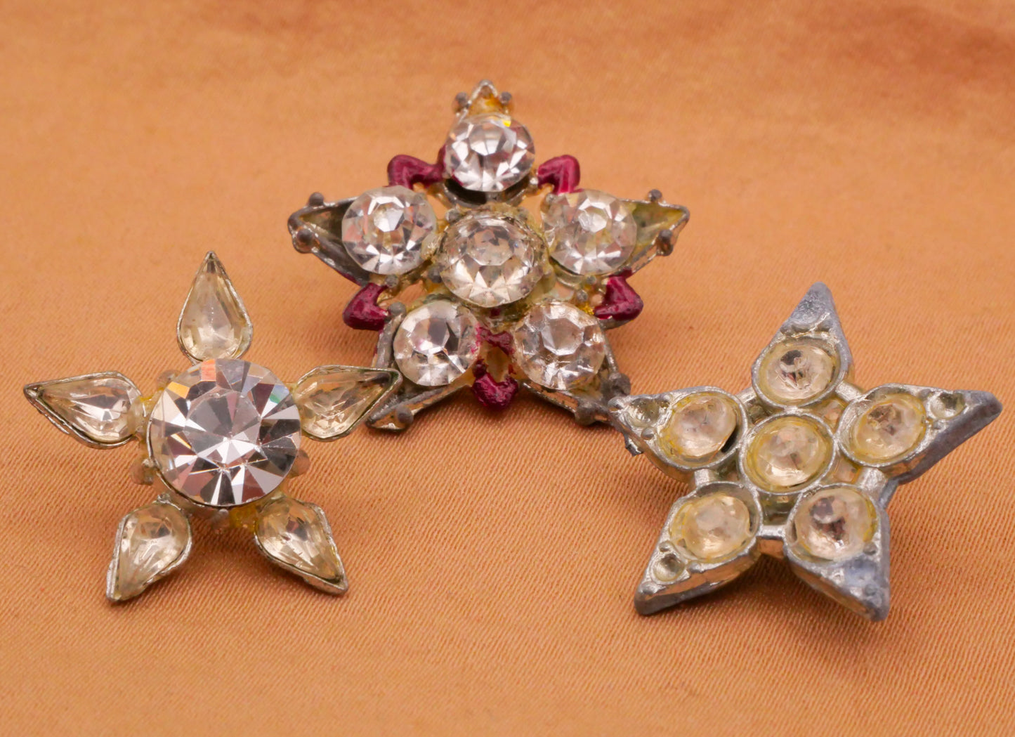 Star Rhinestone Metal Antique Button Various 21-24mm