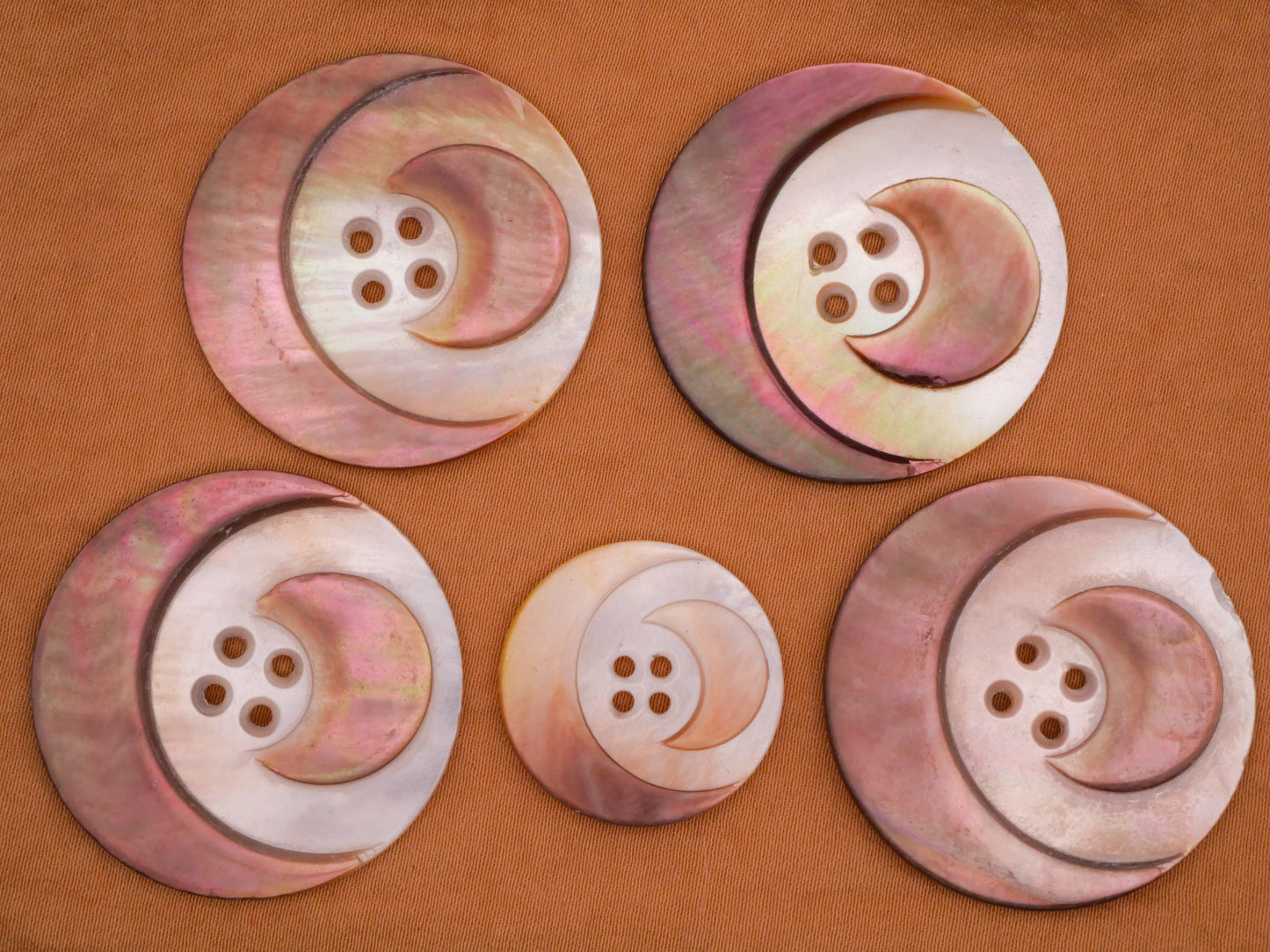 Crescent Moon Carved Smoky Purple Mother of Pearl Shell Button Various 22-33mm