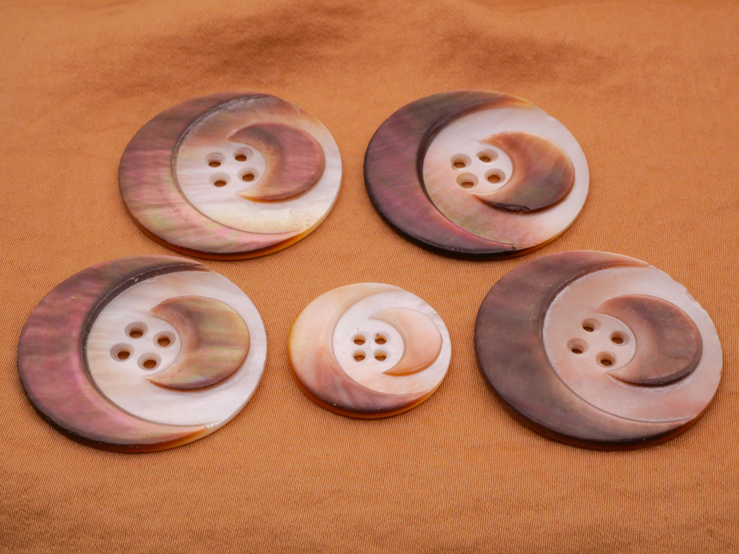 Crescent Moon Carved Smoky Purple Mother of Pearl Shell Button Various 22-33mm