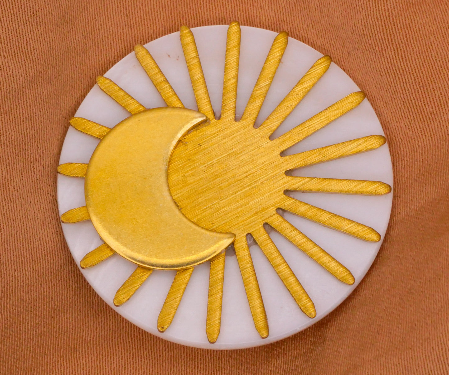 Sun Moon Celestial Brass Mother of Pearl Button 30mm