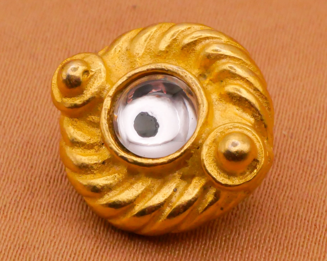 Wreath Gold Glass Center Vintage Metal Button 15x16mm