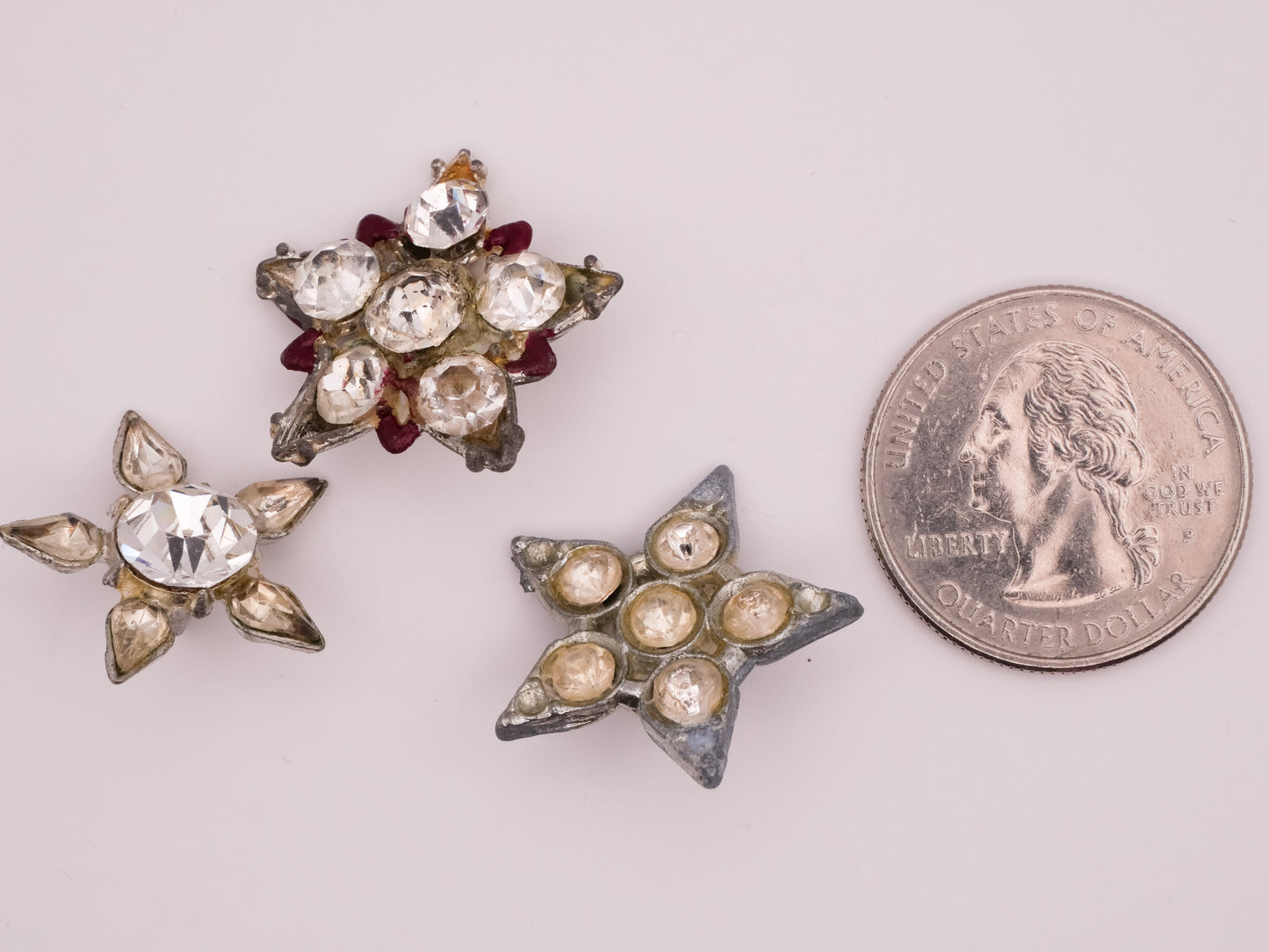 Star Rhinestone Metal Antique Button Various 21-24mm