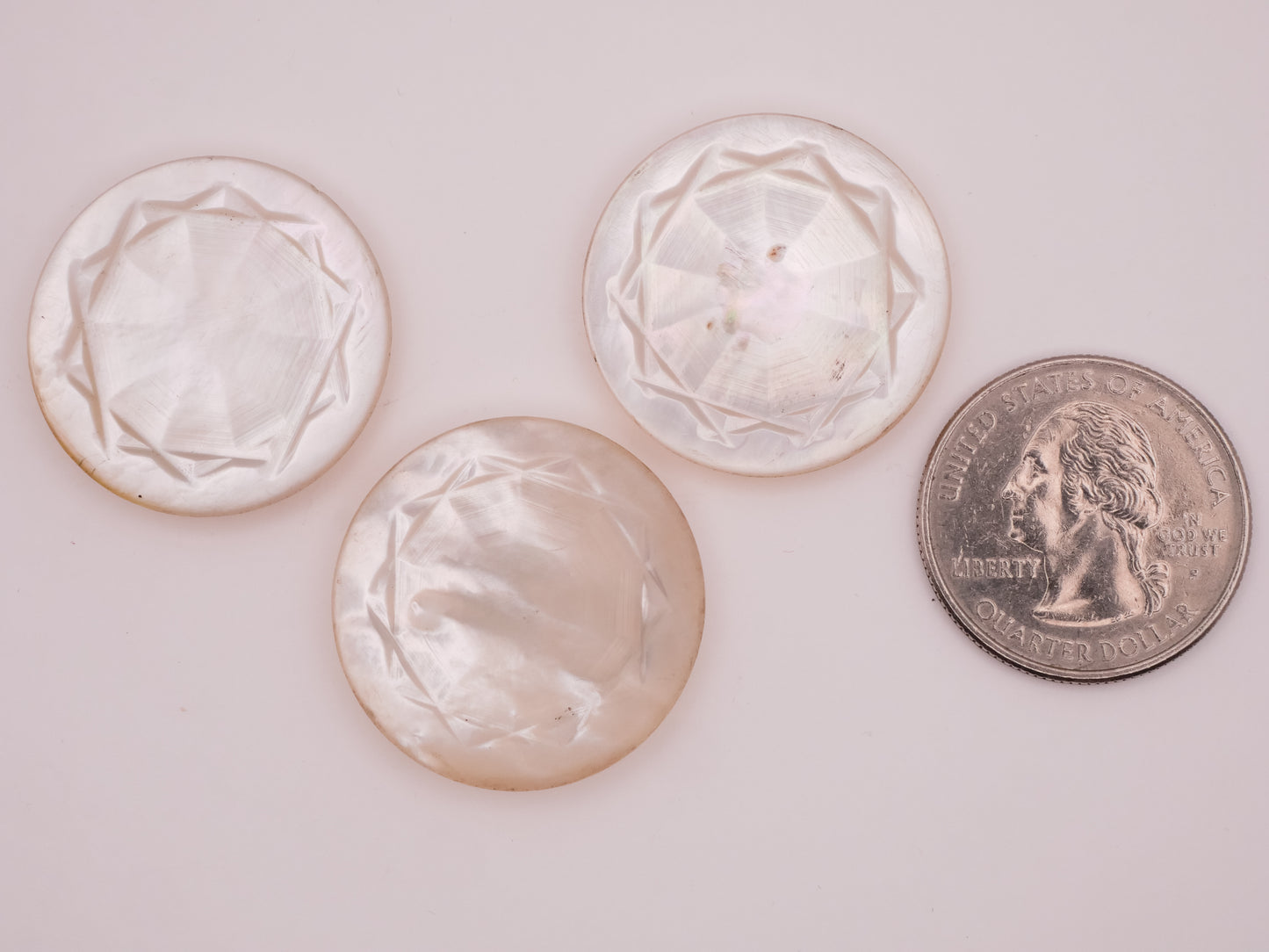 Sun Carved Mother of Pearl Self-Shank Vintage Button Various 27mm