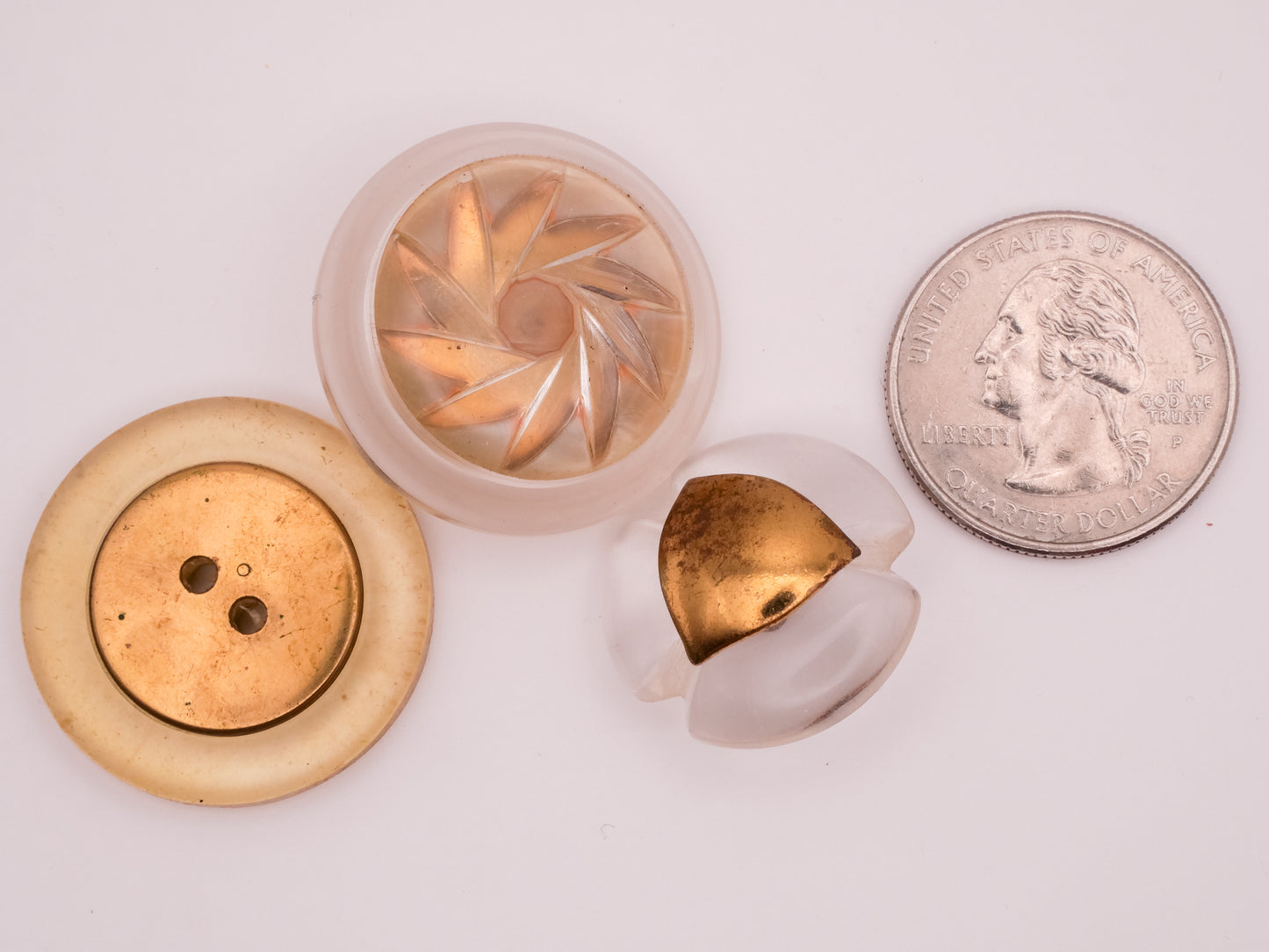 Lucite Gold Metal Vintage Plastic Button Various 22-28mm