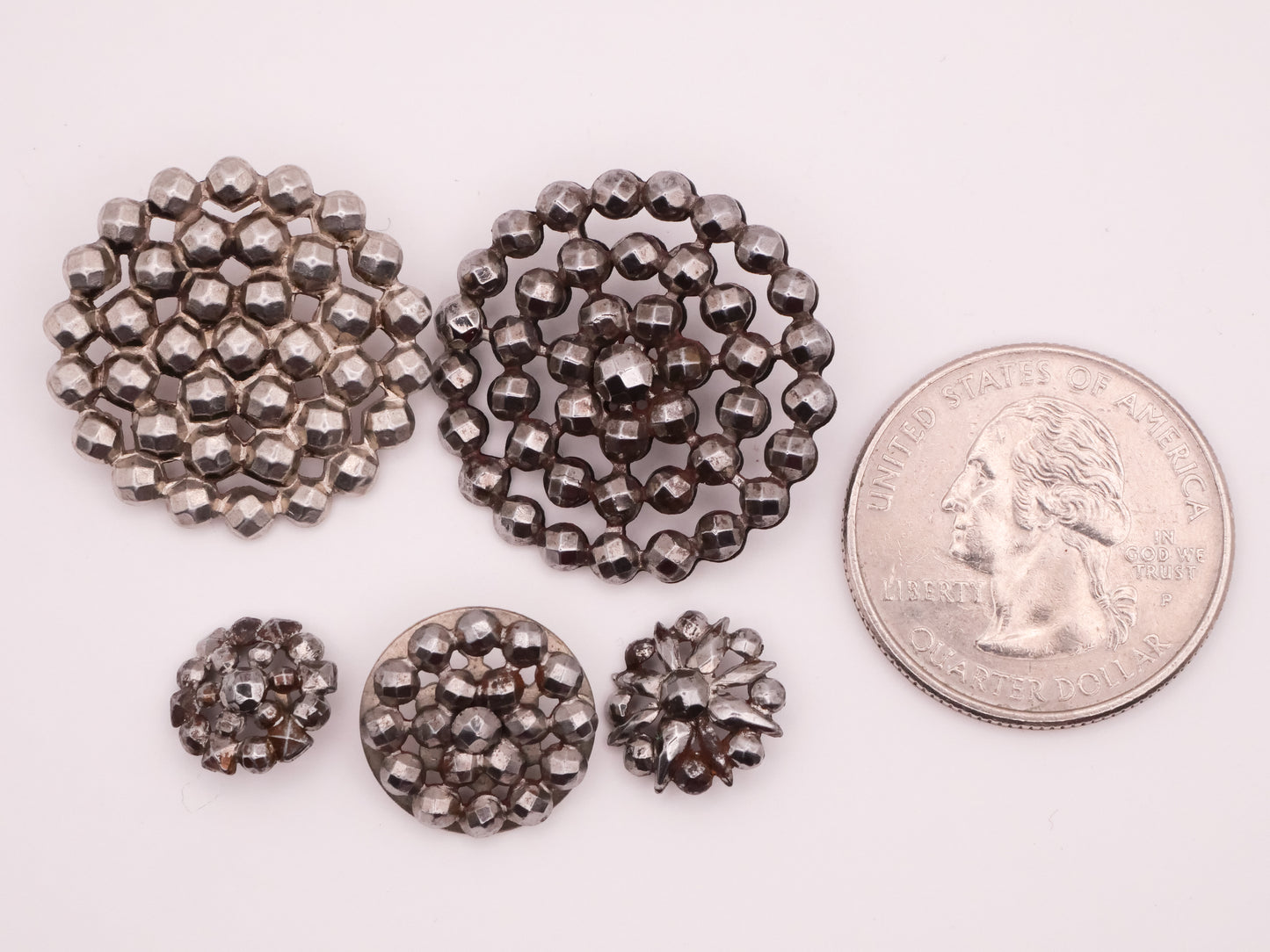 Steel Cut Antique Metal Button Various 11-26m