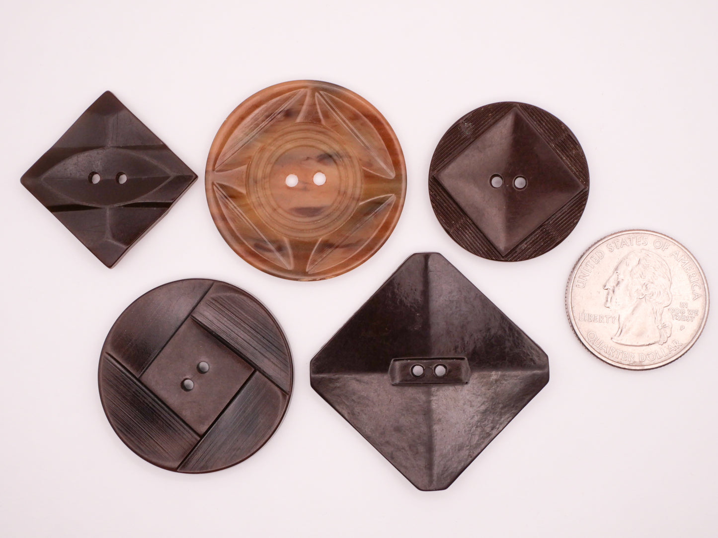 Diamond Square Brown Tan Vintage Plastic Button Various 22-32mm