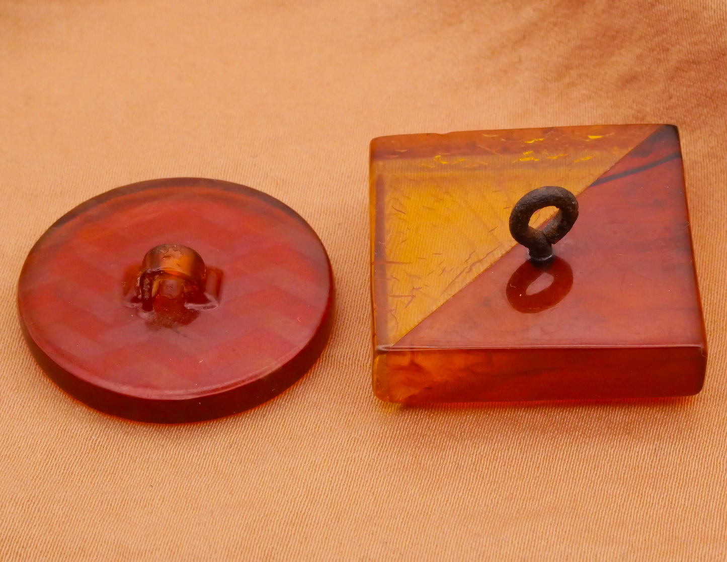 Tortoiseshell Look Zig Zag Square Early Plastic Button Various 27-28mm