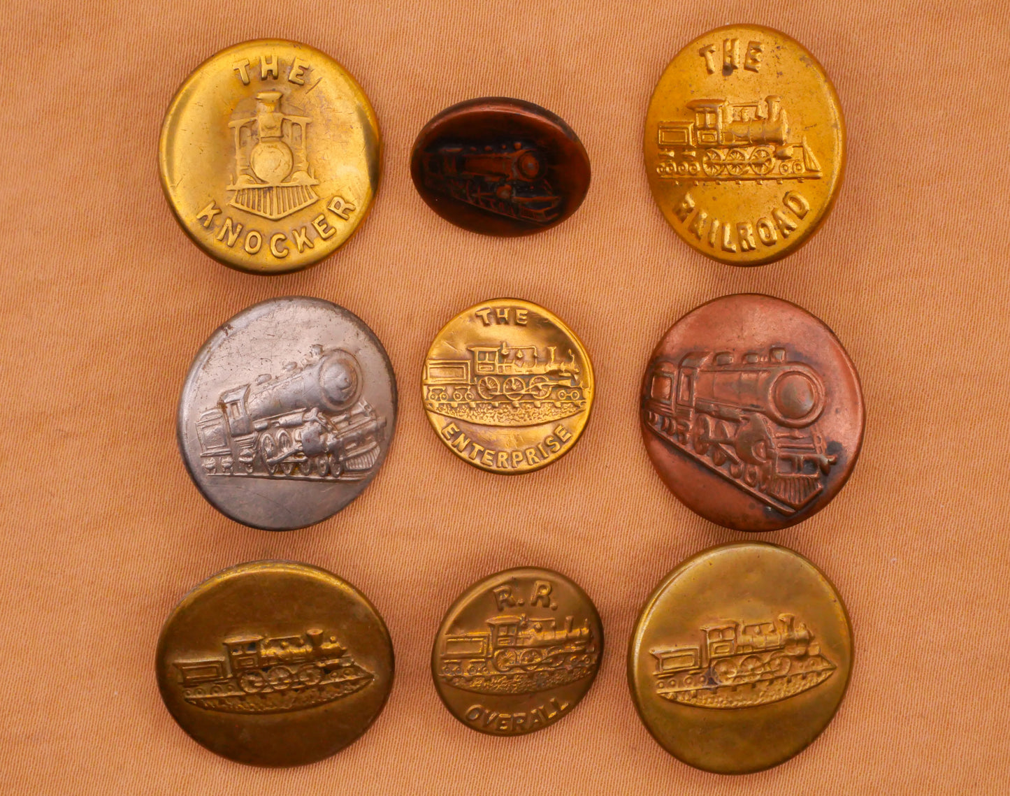 Train Railroad Workwear Overall Metal Button Various 15-20mm