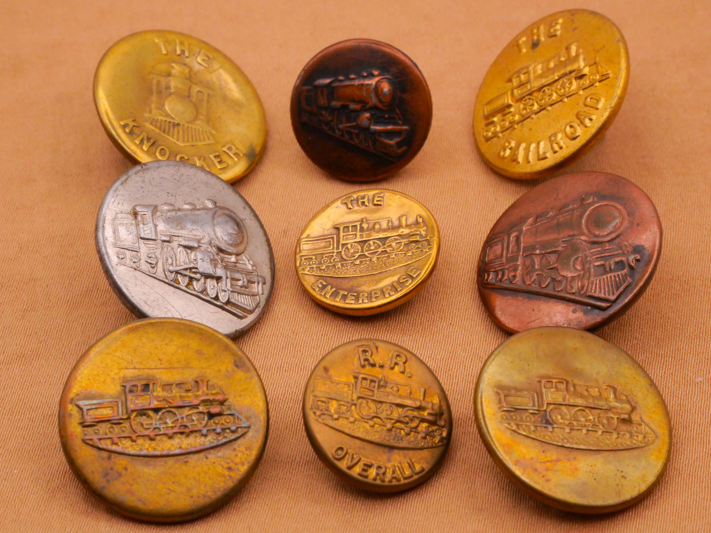 Train Railroad Workwear Overall Metal Button Various 15-20mm