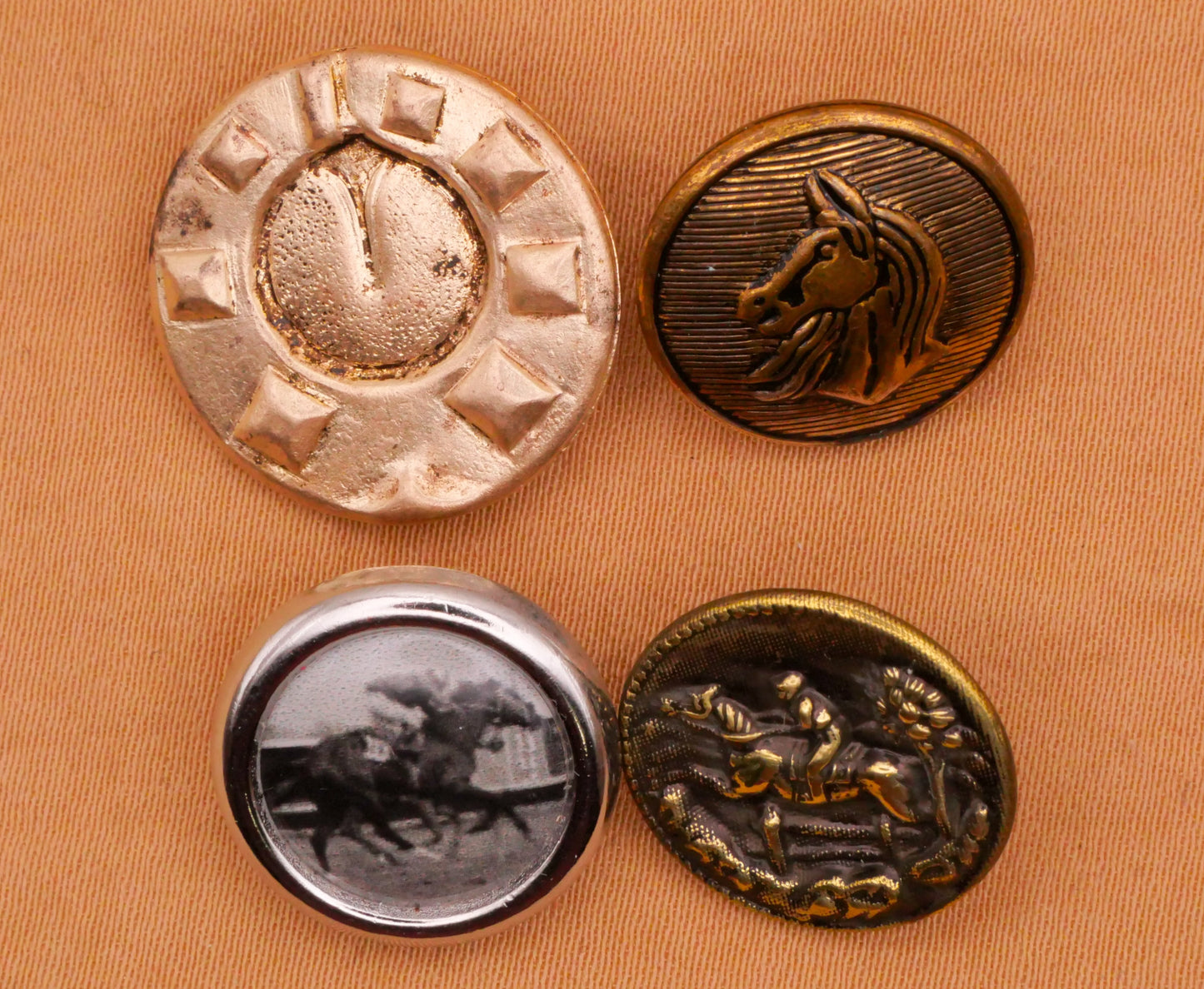 Horse Horseshoe Race Vintage Metal Button Various 16-19mm