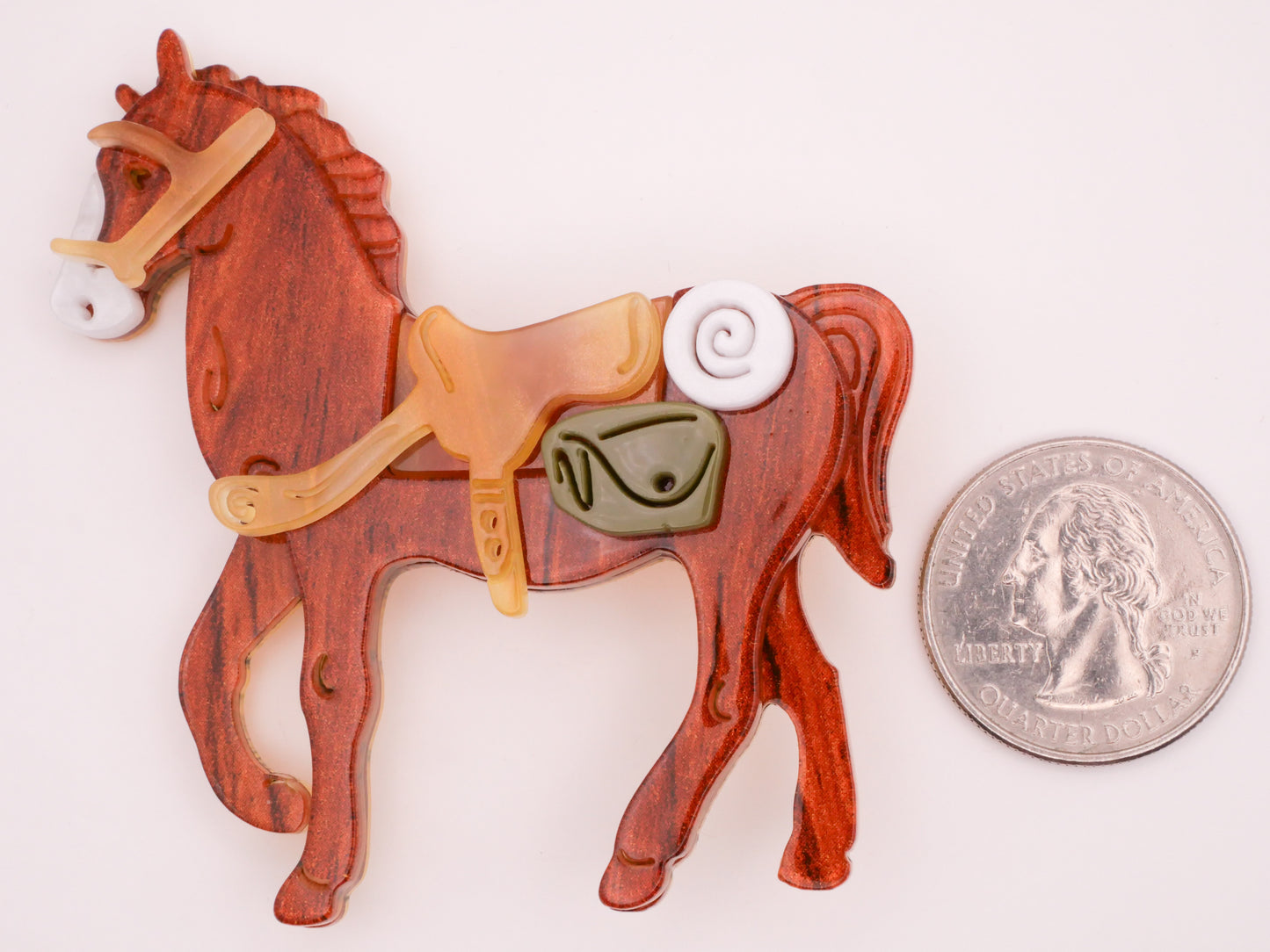 Horse Saddle Marbled Acrylic Plastic Large Button 63x67mm