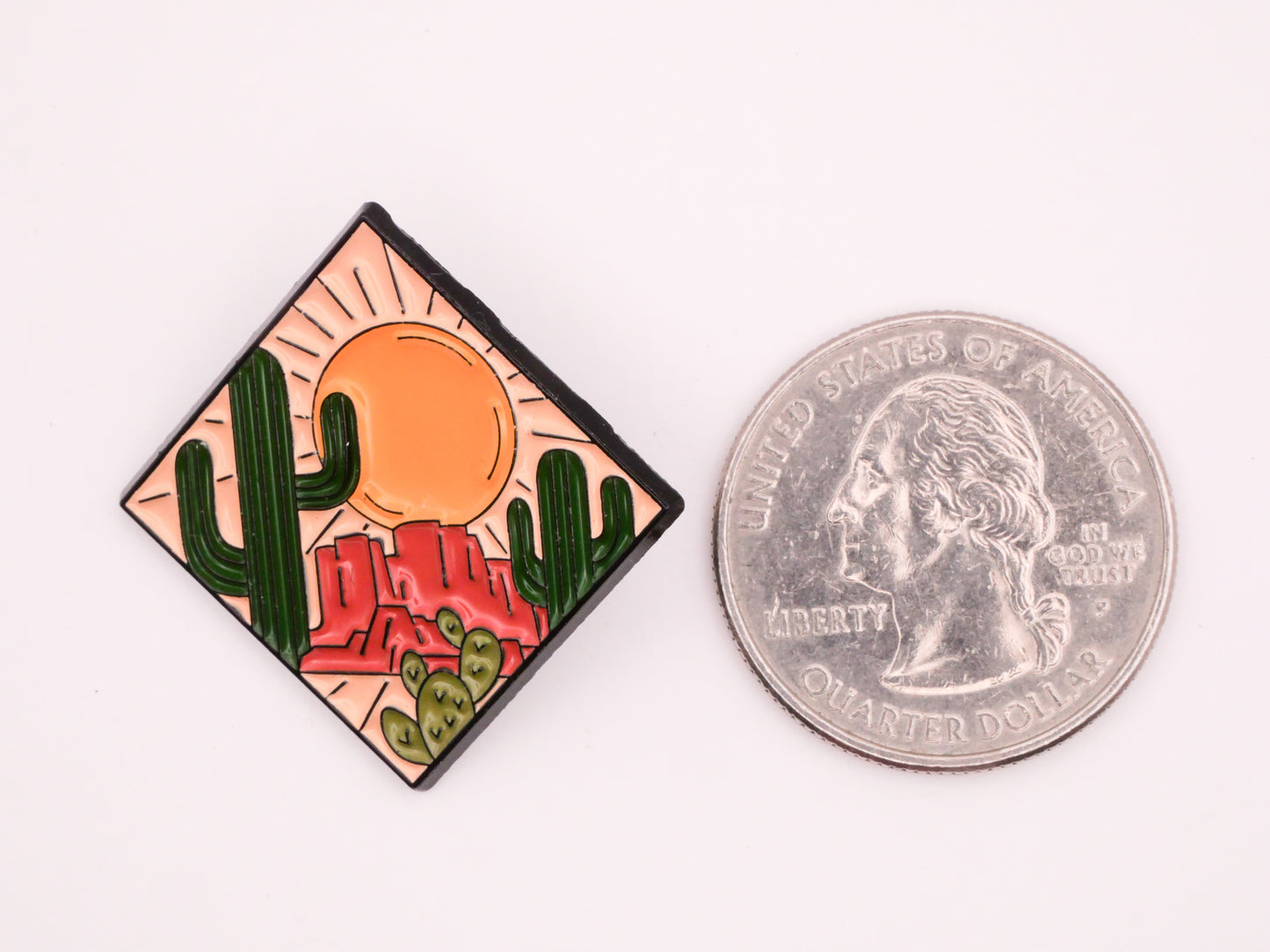 Desert Landscape Cactus Sun Enamel Metal Button 30mm