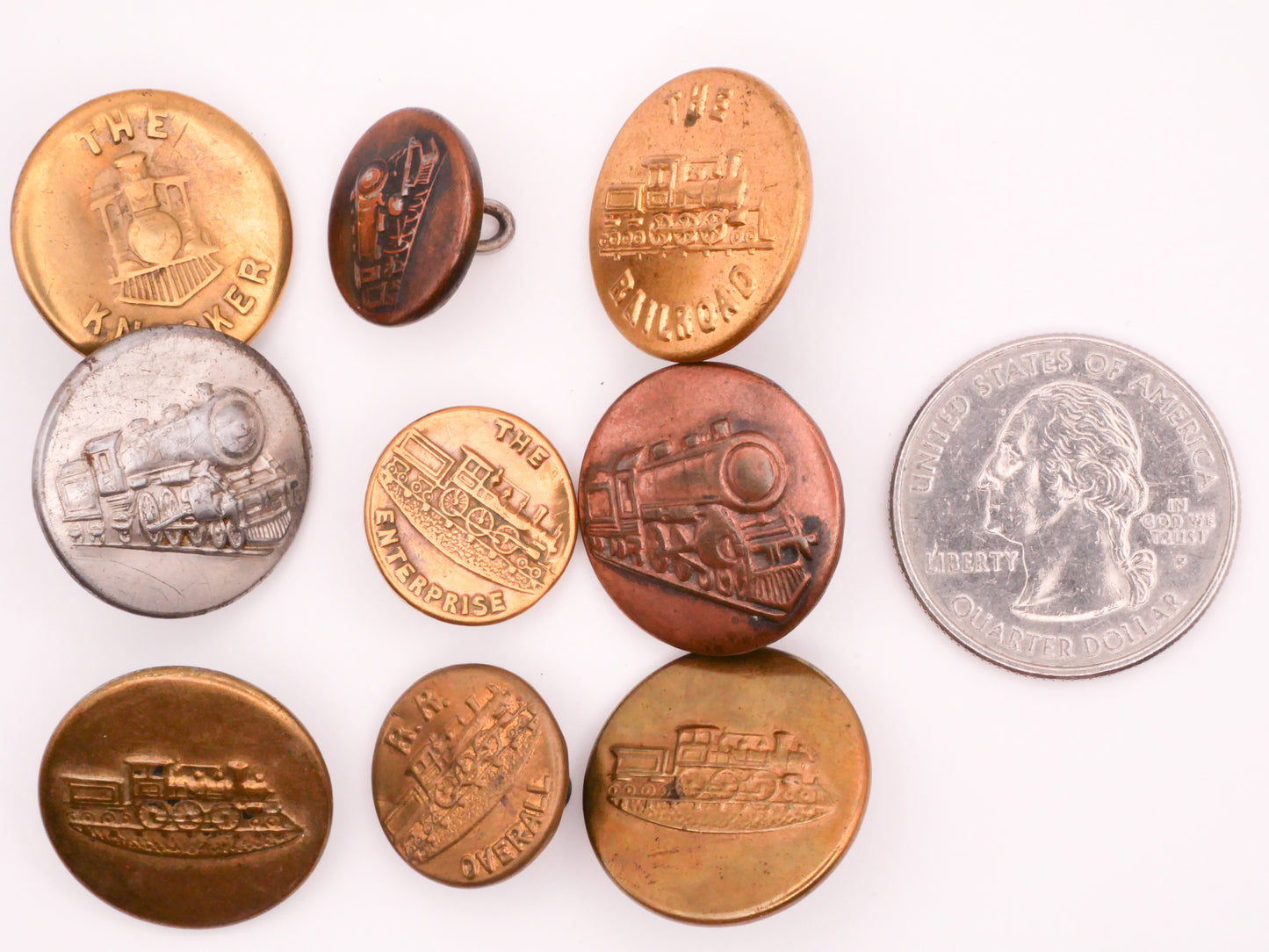 Train Railroad Workwear Overall Metal Button Various 15-20mm