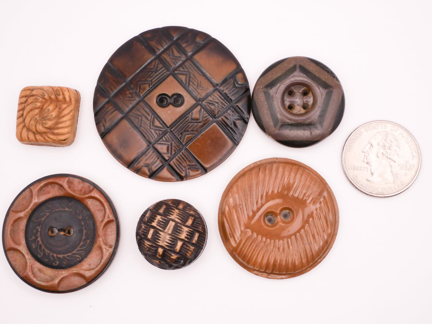 Western Inspired Brown Tan Celluloid Early Plastic Button Various 20-50mm