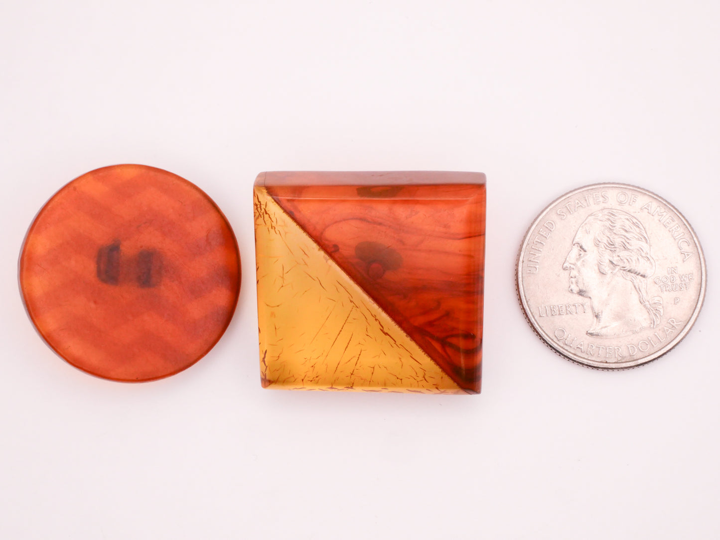 Tortoiseshell Look Zig Zag Square Early Plastic Button Various 27-28mm