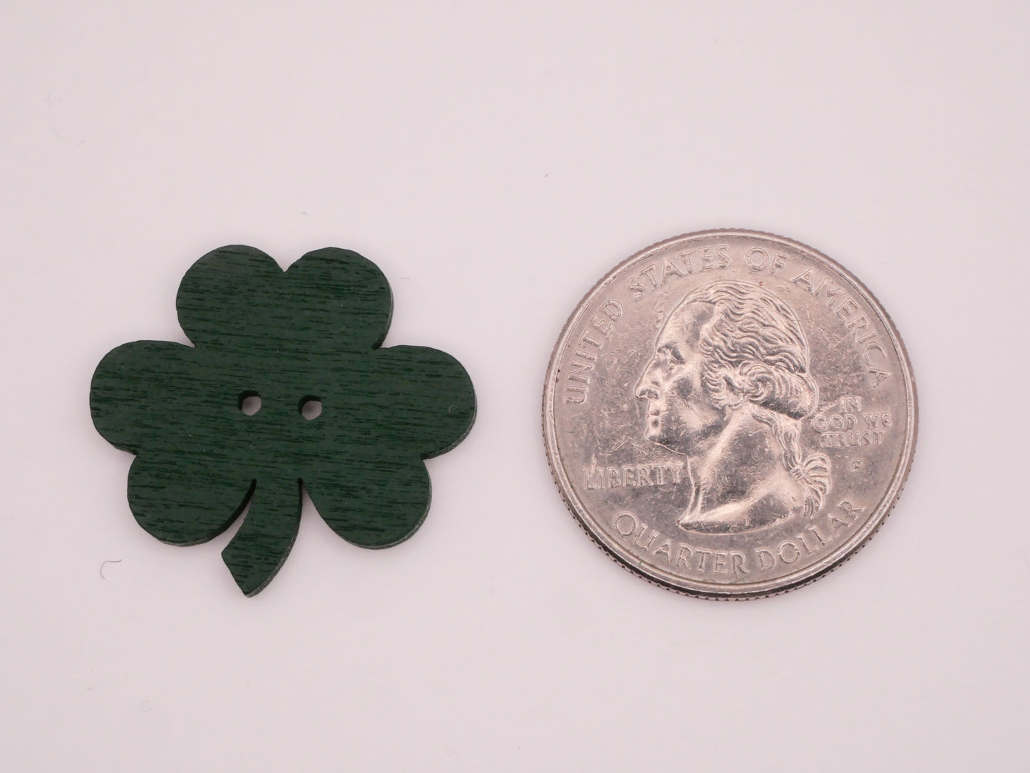 Shamrock Clover Two Shades Green Wood Set of Twenty Buttons 23x25mm