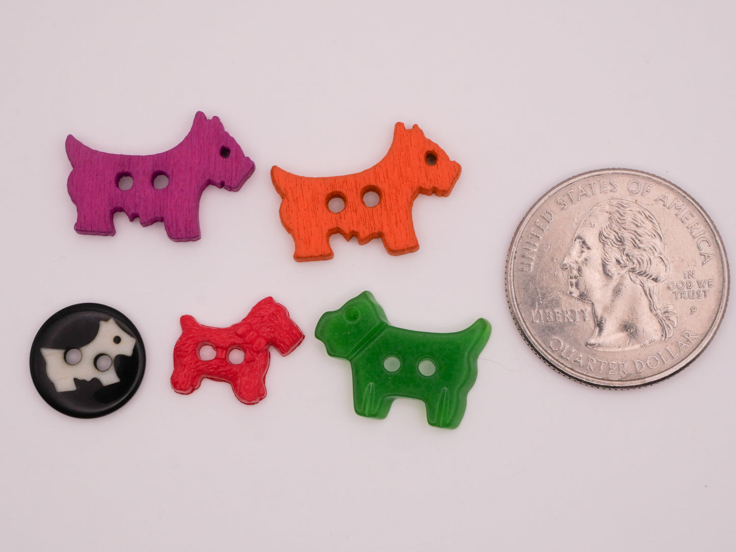 Scottie Dog Wood Plastic Button Various 12-21mm