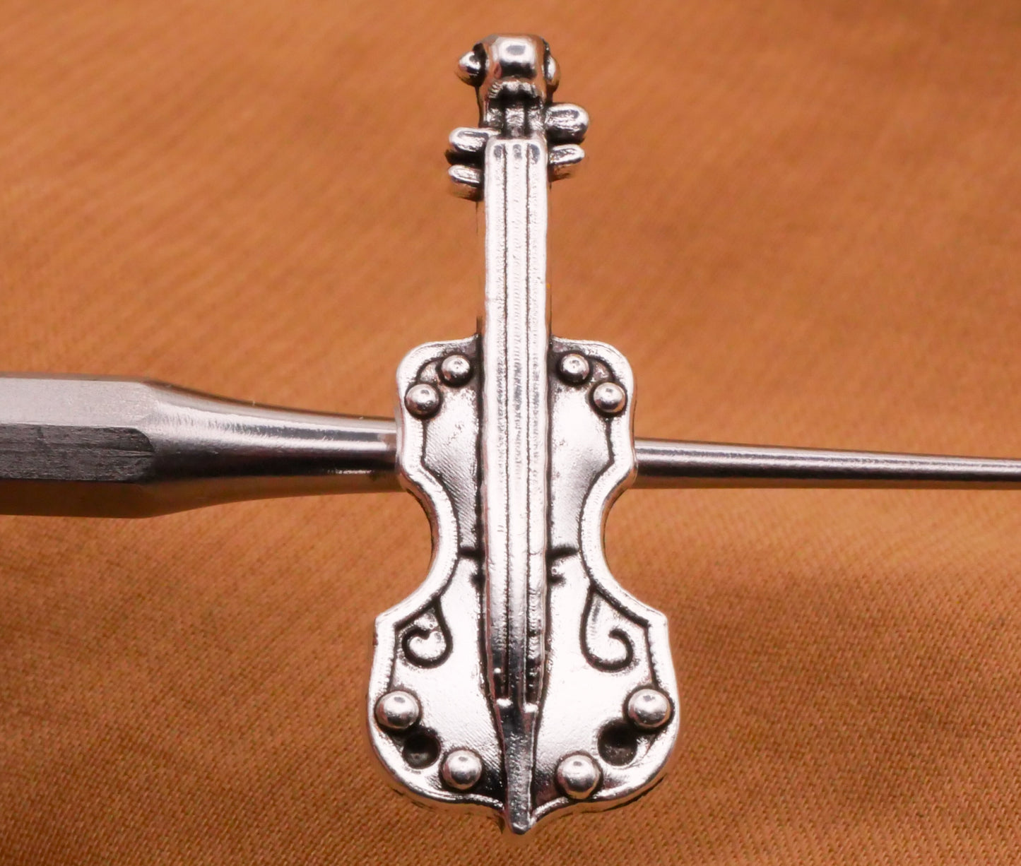 Violin Viola Realistic Instrument Silver Metal Button 11x28mm