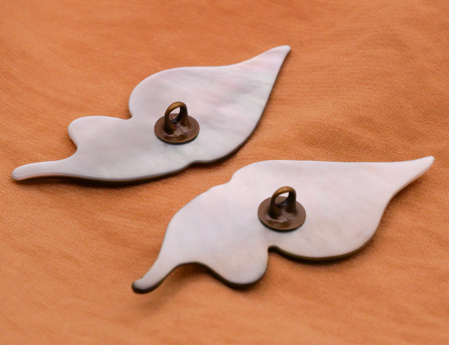Butterfly Fairy Wings Carved Mother of Pearl Pair of Buttons 20x46mm