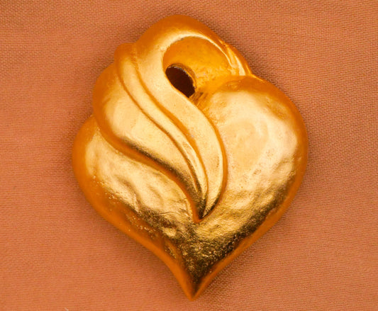 Leaf Abstract Vintage Heavy Gold Button 27x33mm