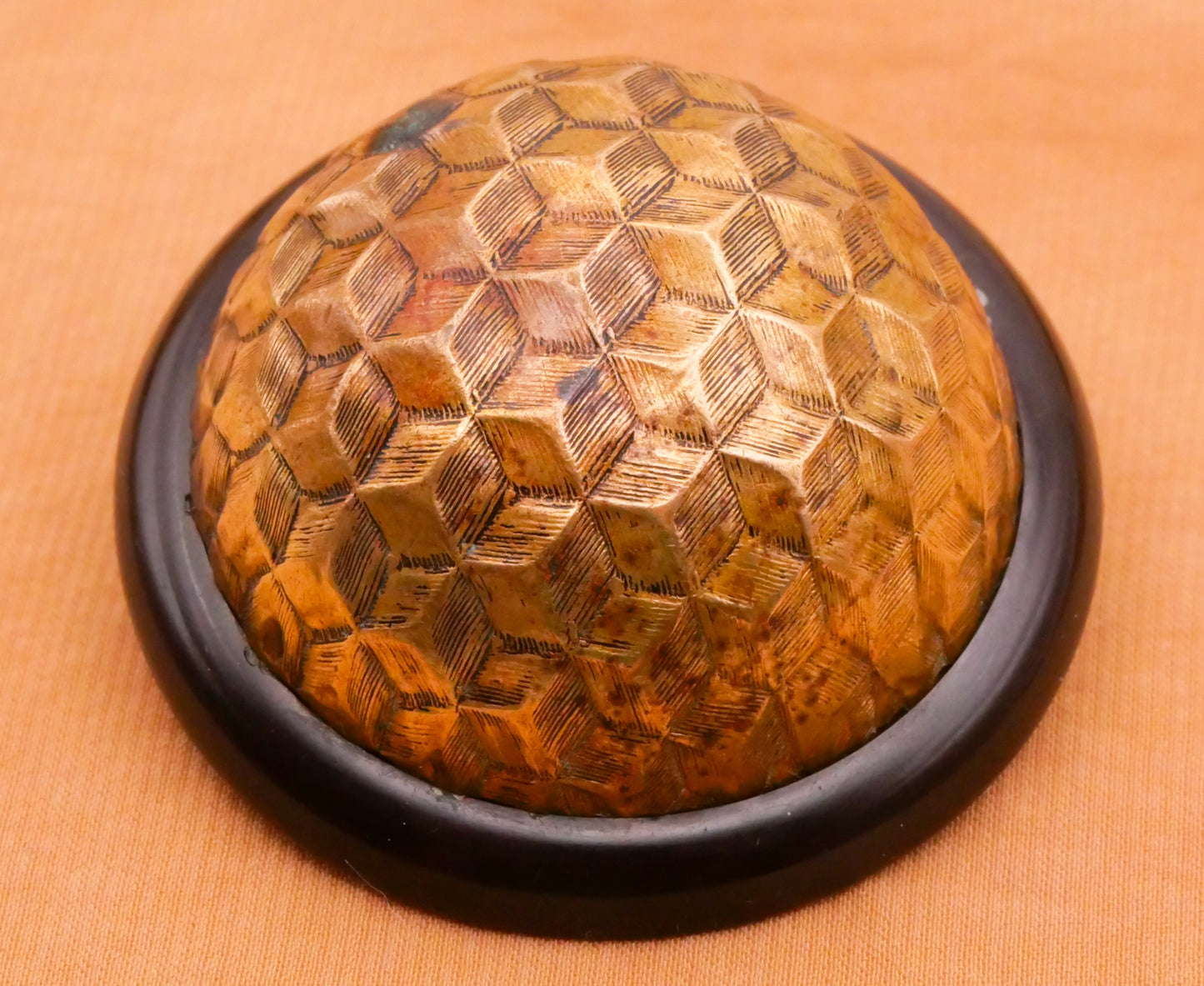 MC Escher Look Brass Metal Dome Bakelite Large Button 43mm