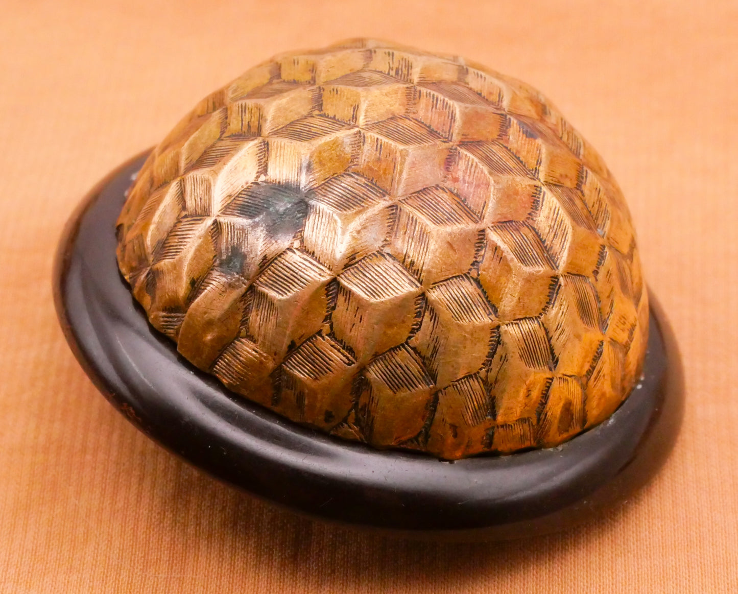 MC Escher Look Brass Metal Dome Bakelite Large Button 43mm