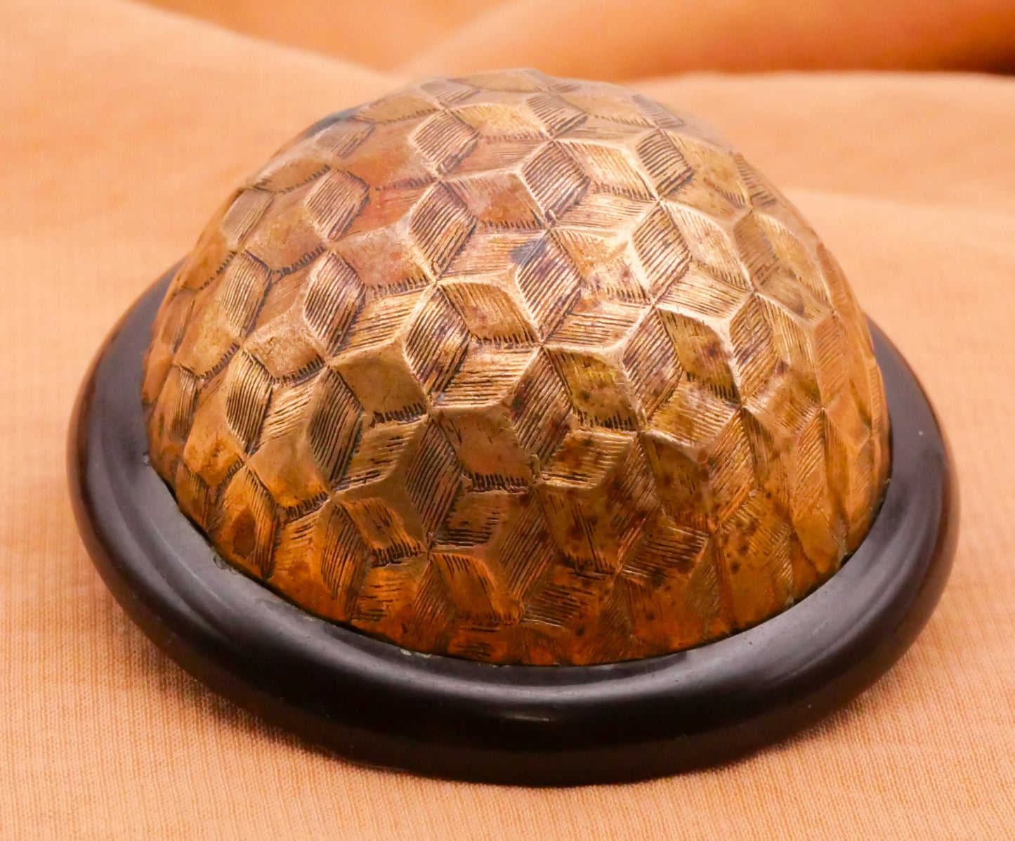 MC Escher Look Brass Metal Dome Bakelite Large Button 43mm