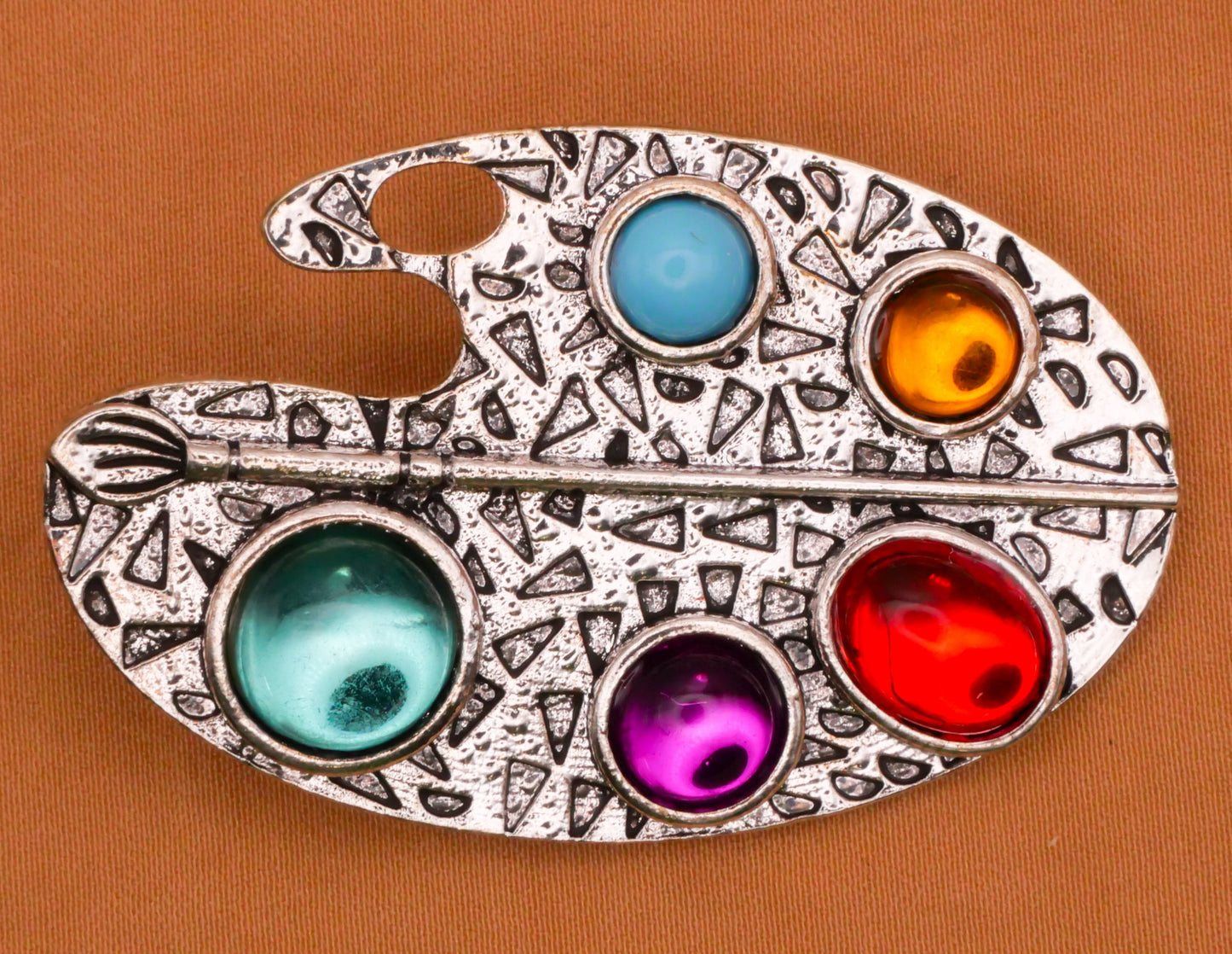 Artist Palette Hammered Jewel Paint Large Metal Button 26x40mm