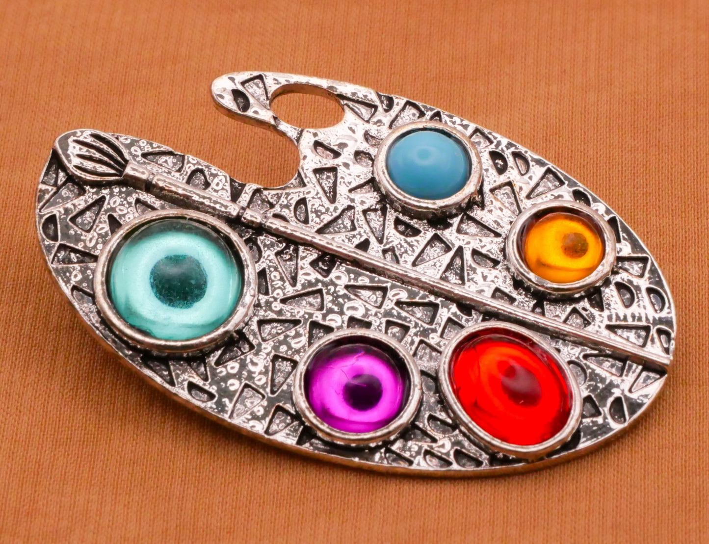 Artist Palette Hammered Jewel Paint Large Metal Button 26x40mm