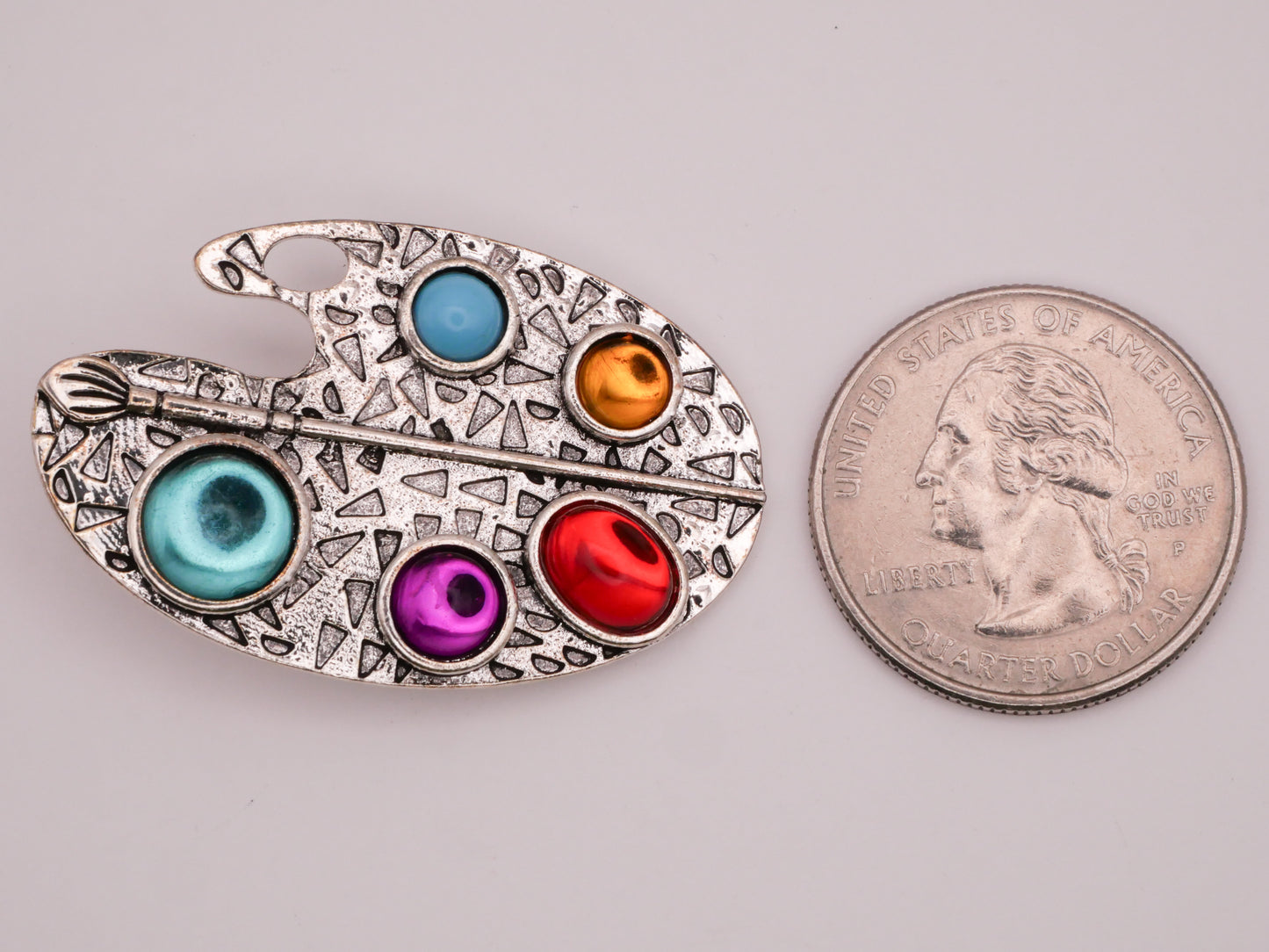 Artist Palette Hammered Jewel Paint Large Metal Button 26x40mm