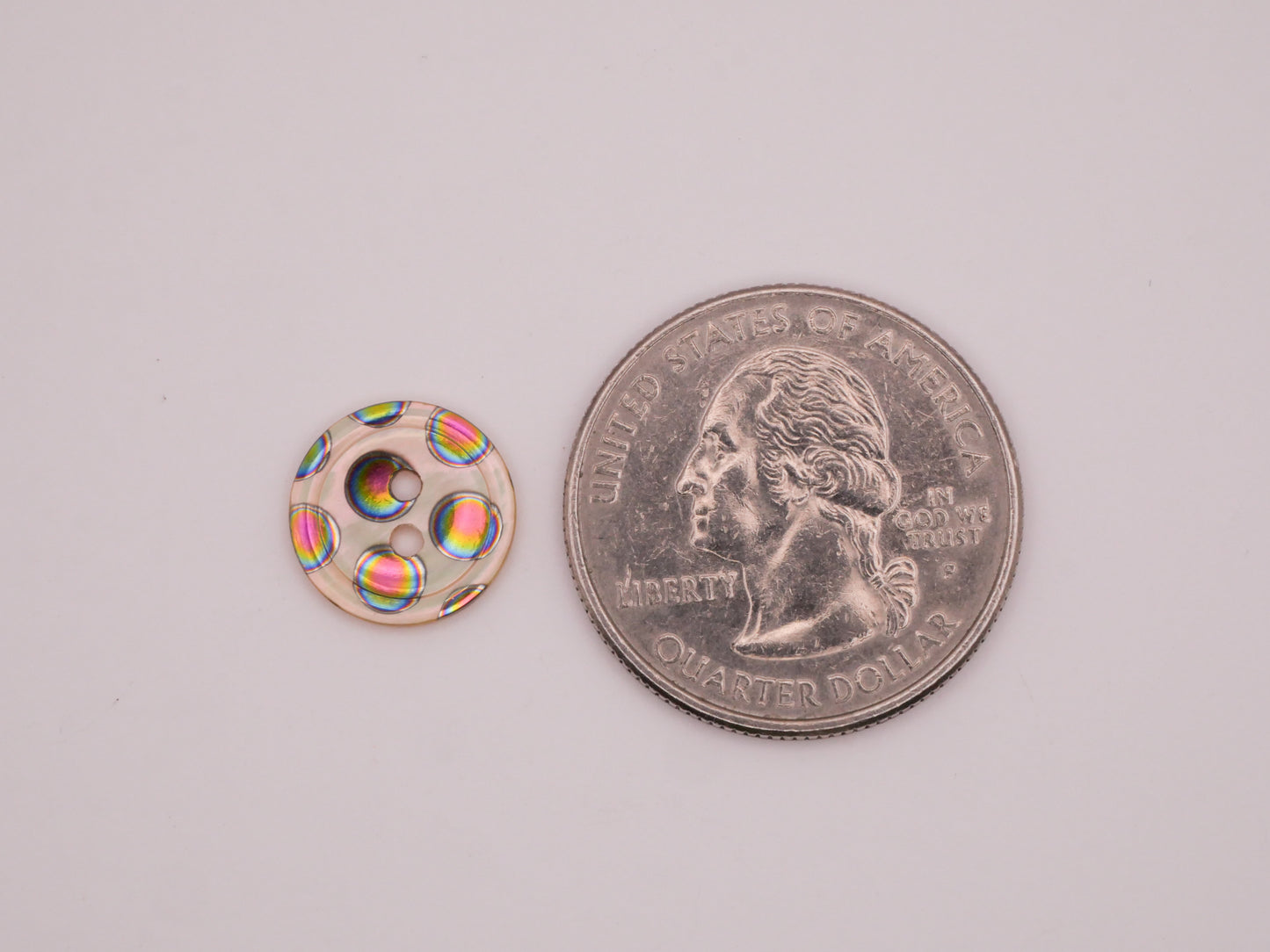 Polka Dot Iridescent Vintage Mother of Pearl Pair of Buttons 12mm