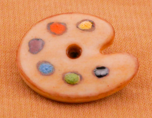 Artist Palette Hand-Painted Ceramic Porcelain Button 14x18mm
