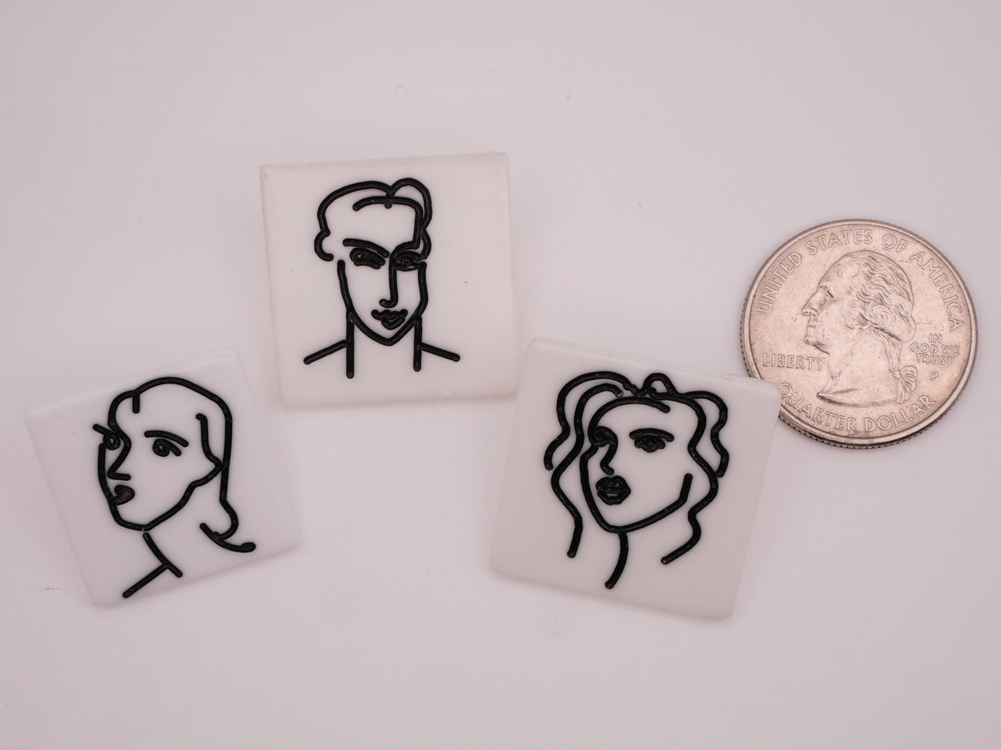 Matisse Portrait Sketches Plastic Button Various 22-25mm