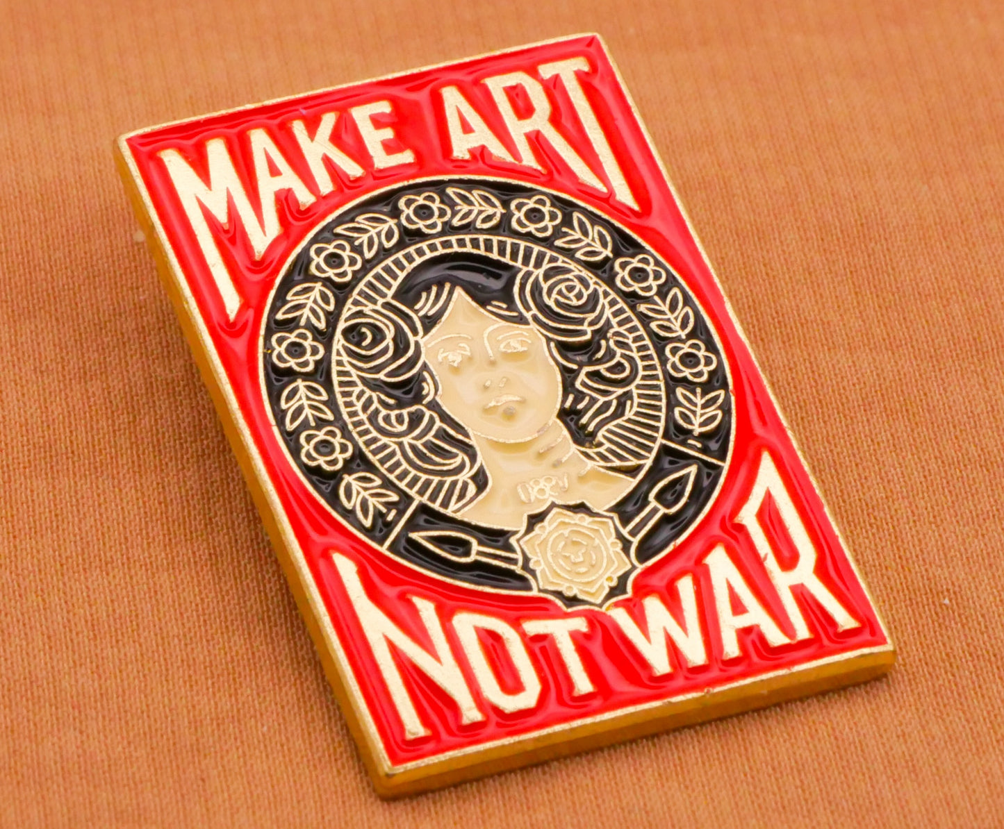 Make Art Not War Poster Large Enamel Metal Button 20x30mm