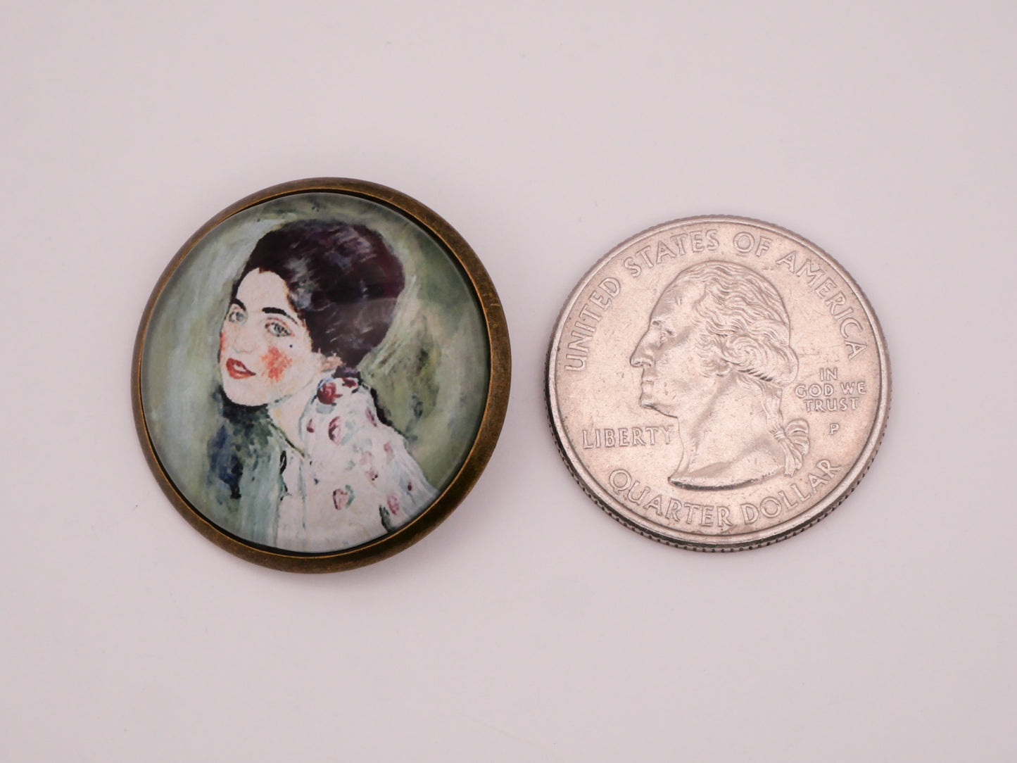 Artist Portraits Mona Lisa Klimt Girl with Pearl Earring Van Gogh Glass Dome Bronze Metal Button Various 28mm