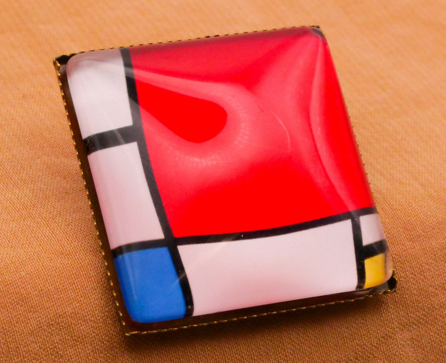 Piet Mondrian Paintings Square Dome Glass Metal Button Various 26mm