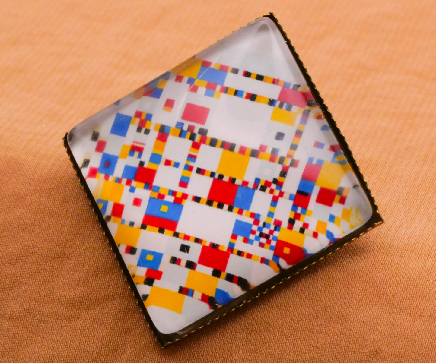 Piet Mondrian Paintings Square Dome Glass Metal Button Various 26mm