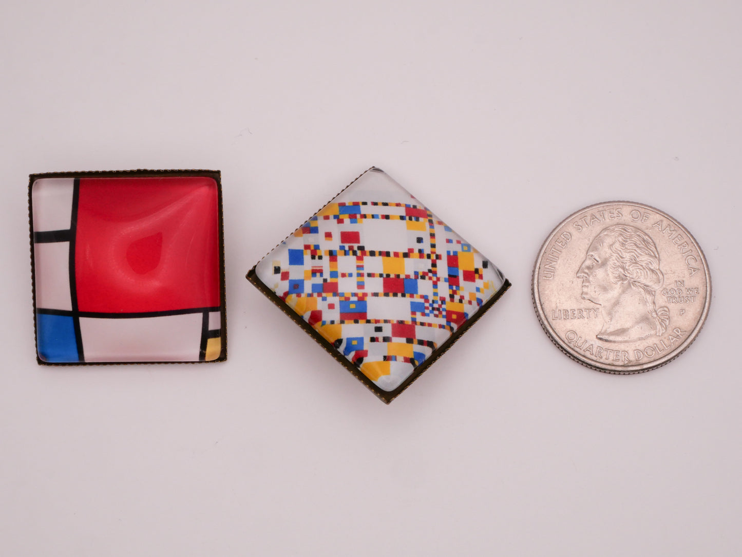 Piet Mondrian Paintings Square Dome Glass Metal Button Various 26mm