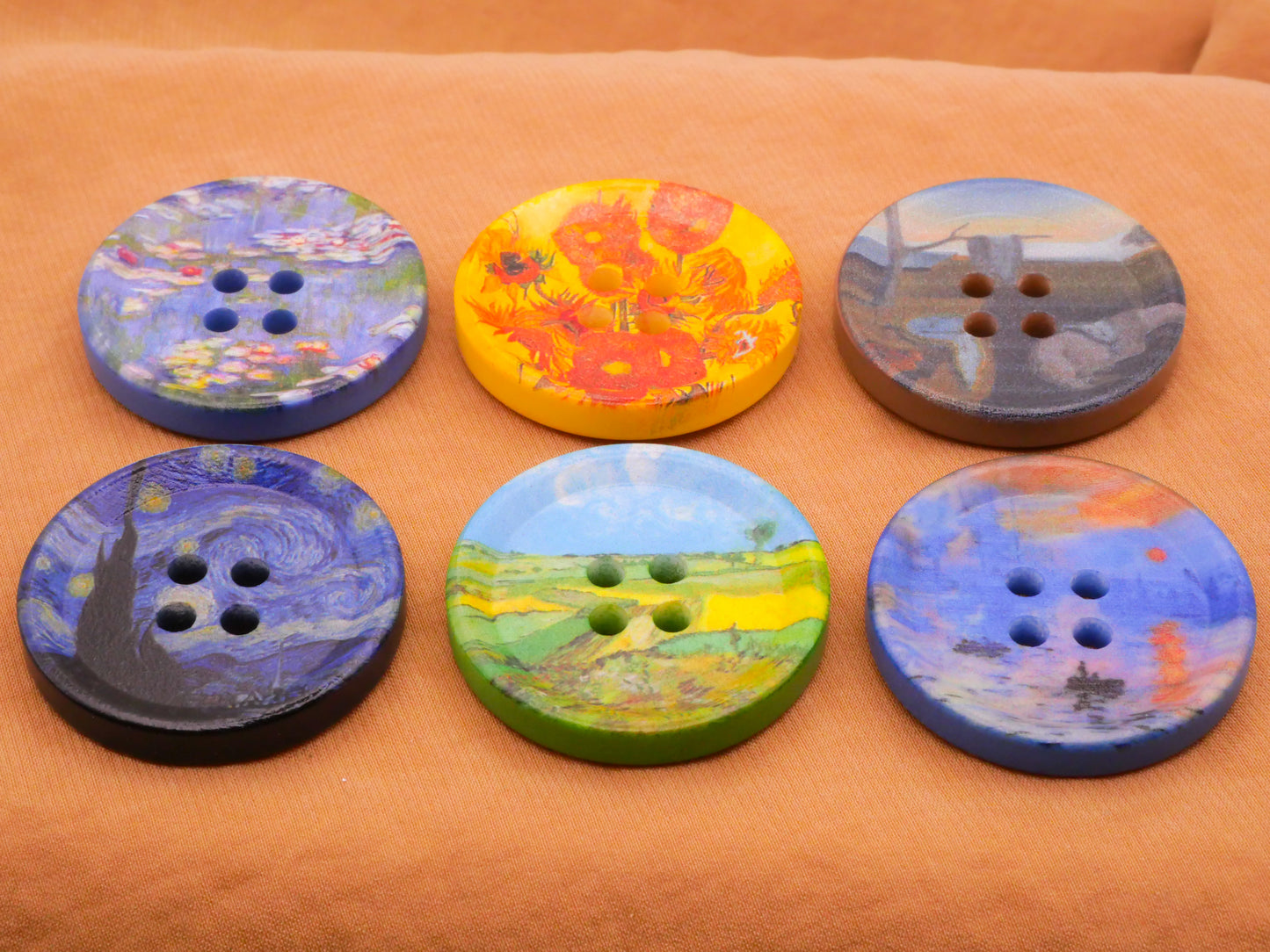 Famous Paintings Art Inspired Wood Sew-Thru Buttons Various 30mm