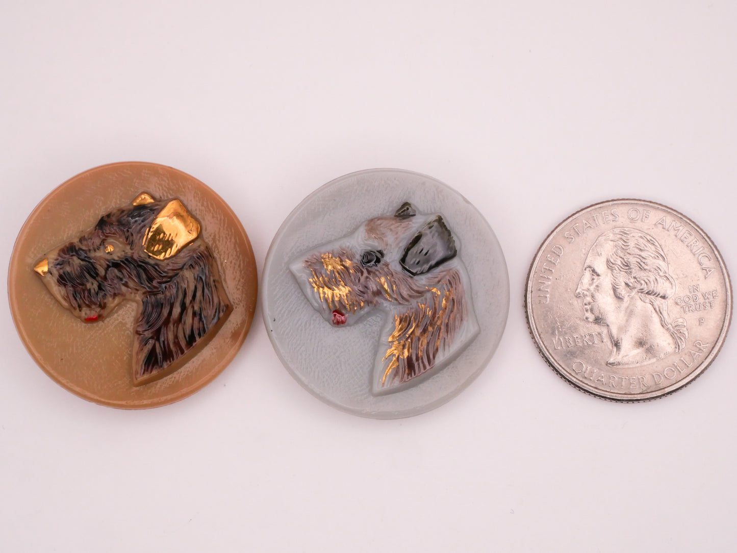 Terrier Dog Hand-Painted Czech Glass Vintage Button Various 29mm