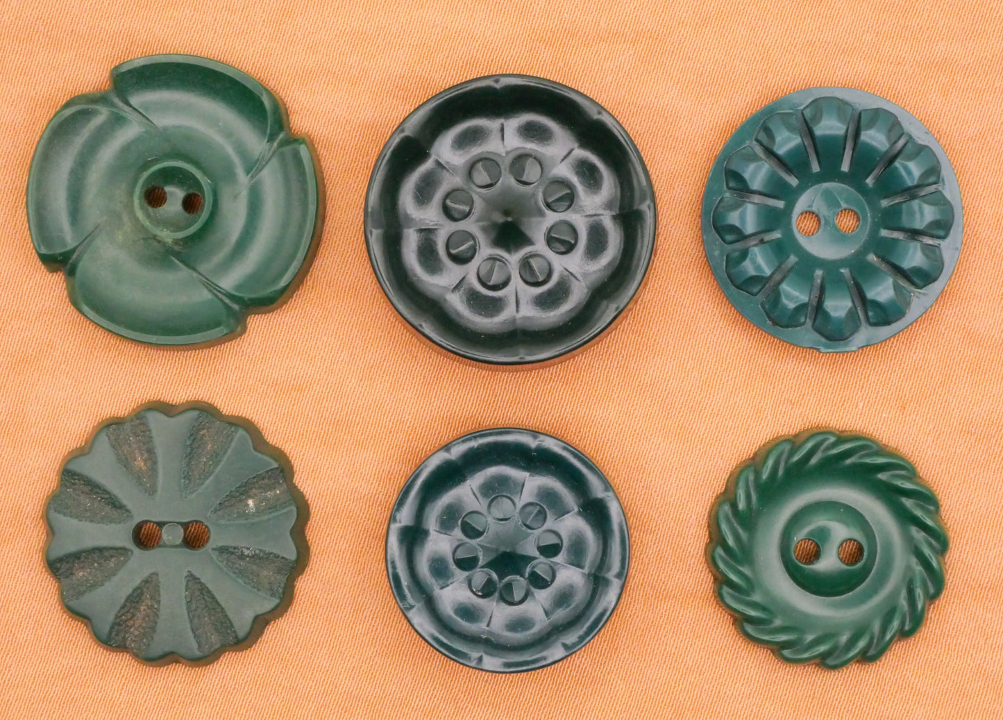 Forest Green Vintage Plastic Button Various 19-23mm