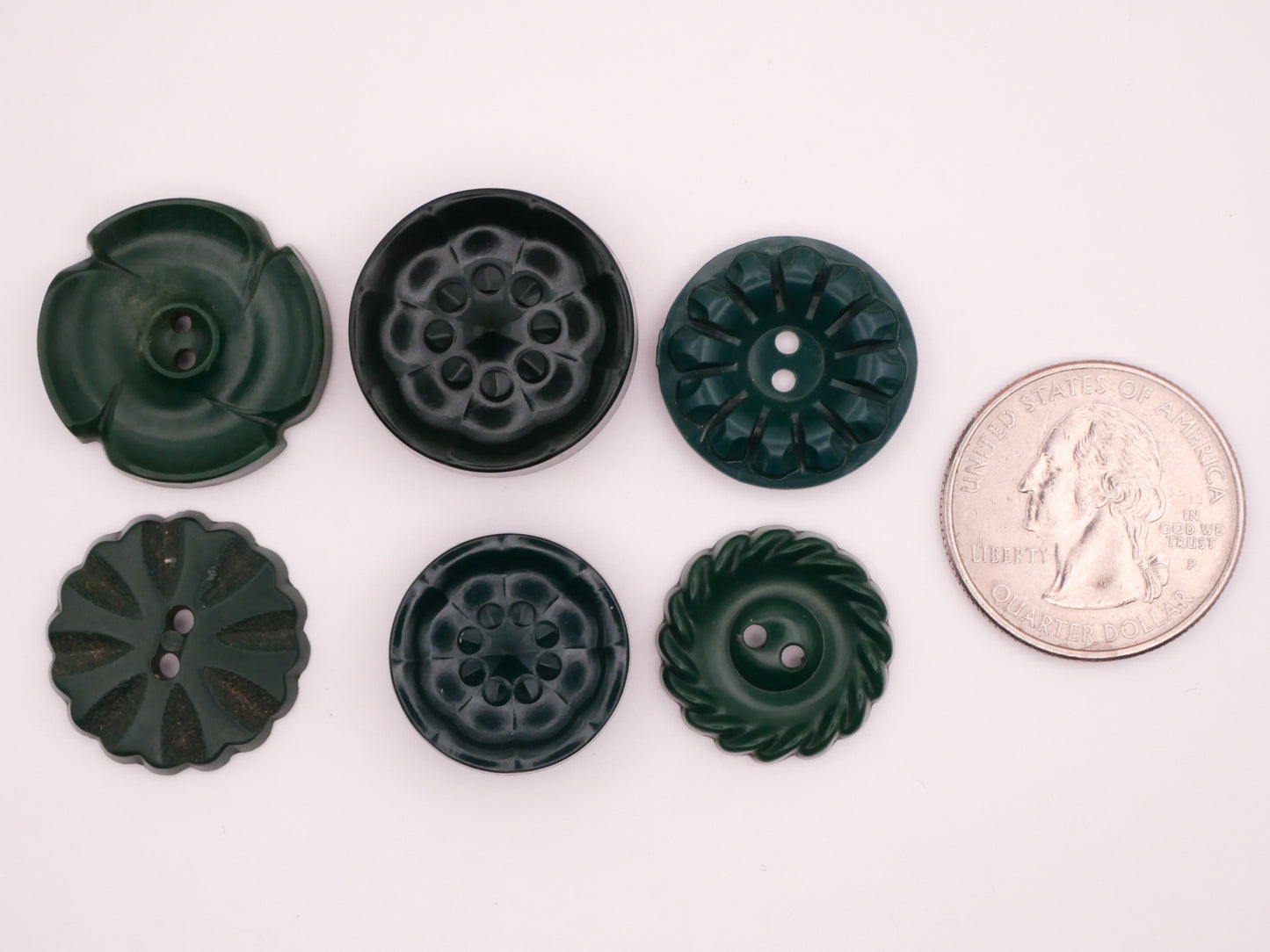 Forest Green Vintage Plastic Button Various 19-23mm