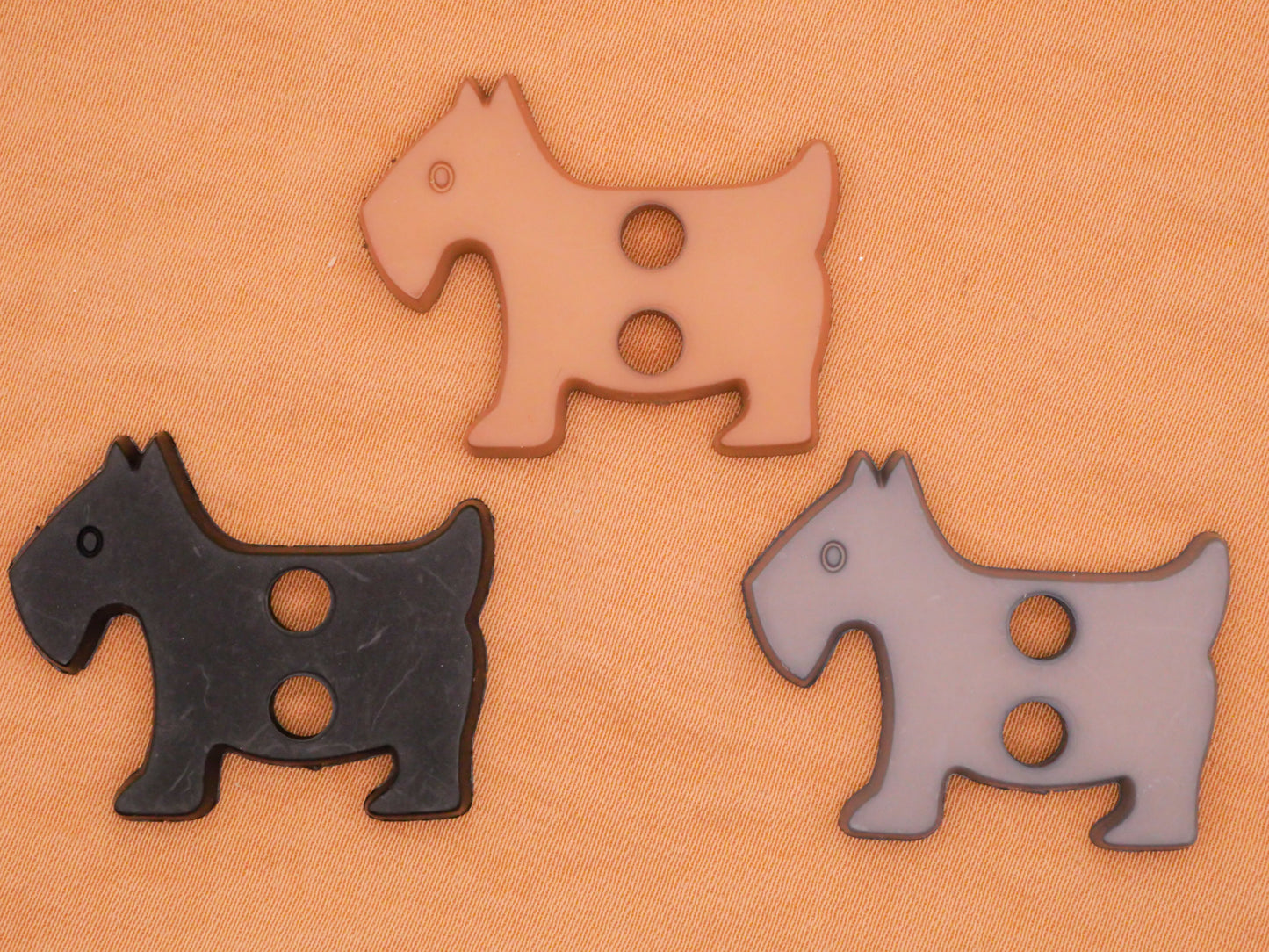 Scottie Dog Black Tan Grey Plastic Button Various 25x32mm